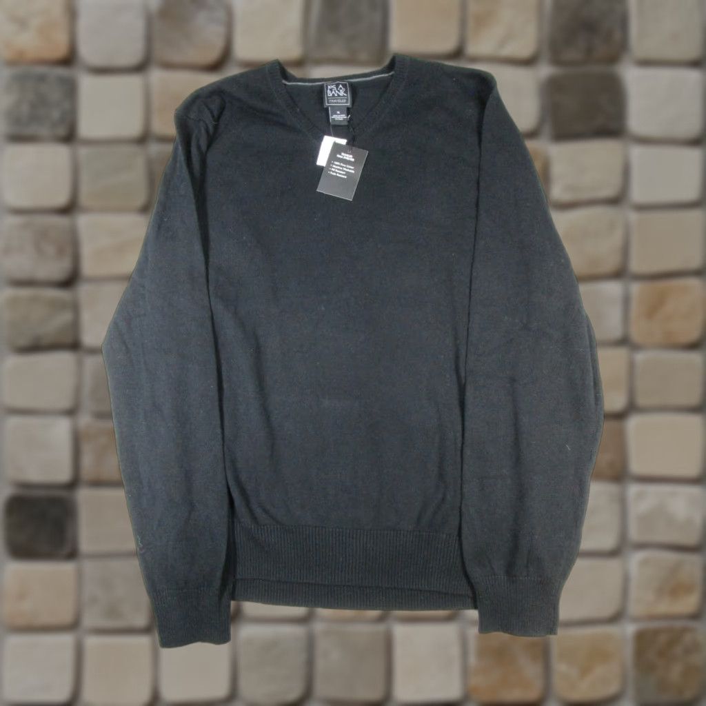 Jos. A. Bank Jos.A.Bank Sweater Mens XL Black Knit Pullover Knit Cotton V-Neck Regular Fit Golf Hiking Walking Shirt Mens XL Black Pullover Size US XL / EU 56 / 4 - 1 Thumbnail