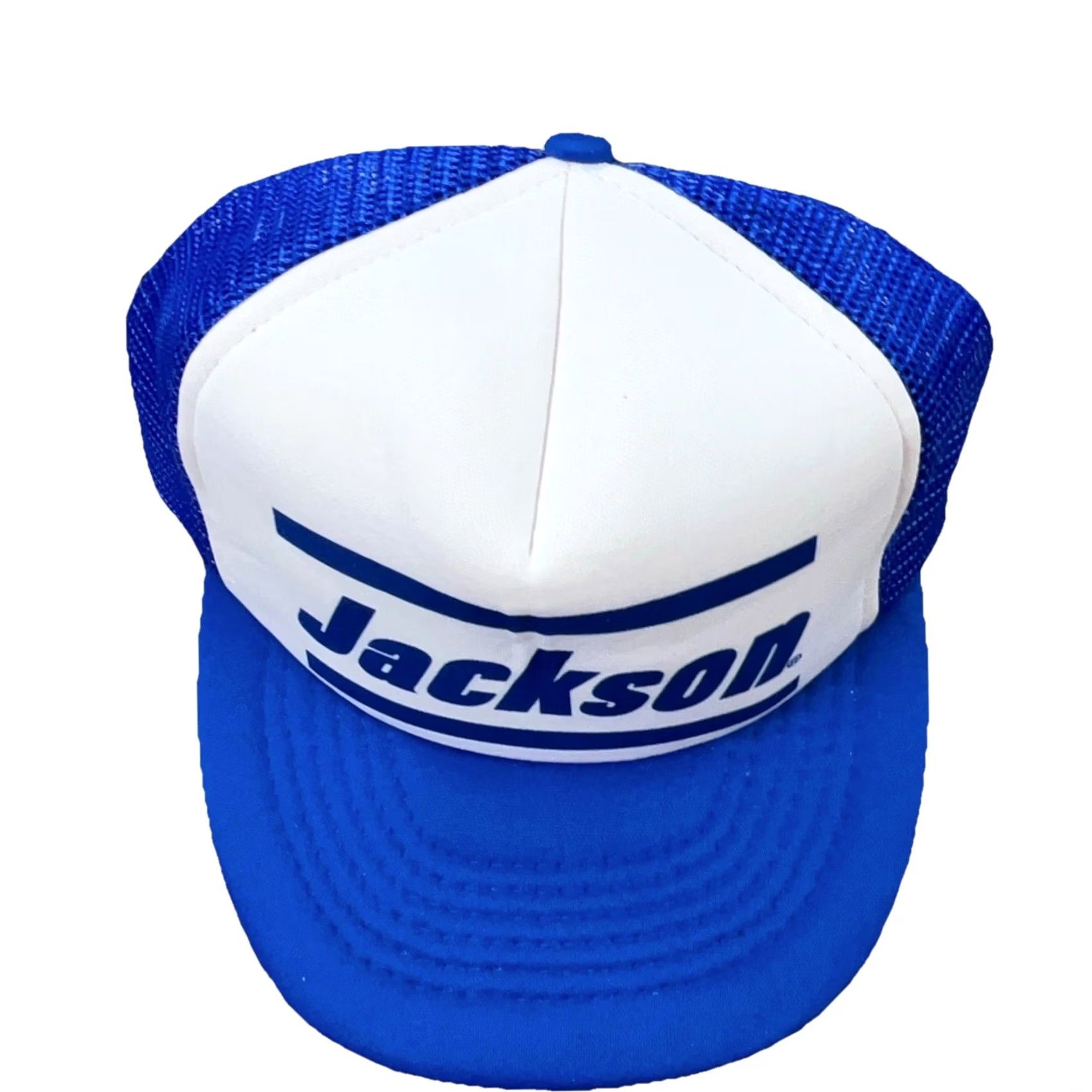 Vintage VINTAGE Jackson Tools Trucker Hat Cap Snap Back Blue White High Dome 80s 90s Mens Size ONE SIZE - 2 Thumbnail