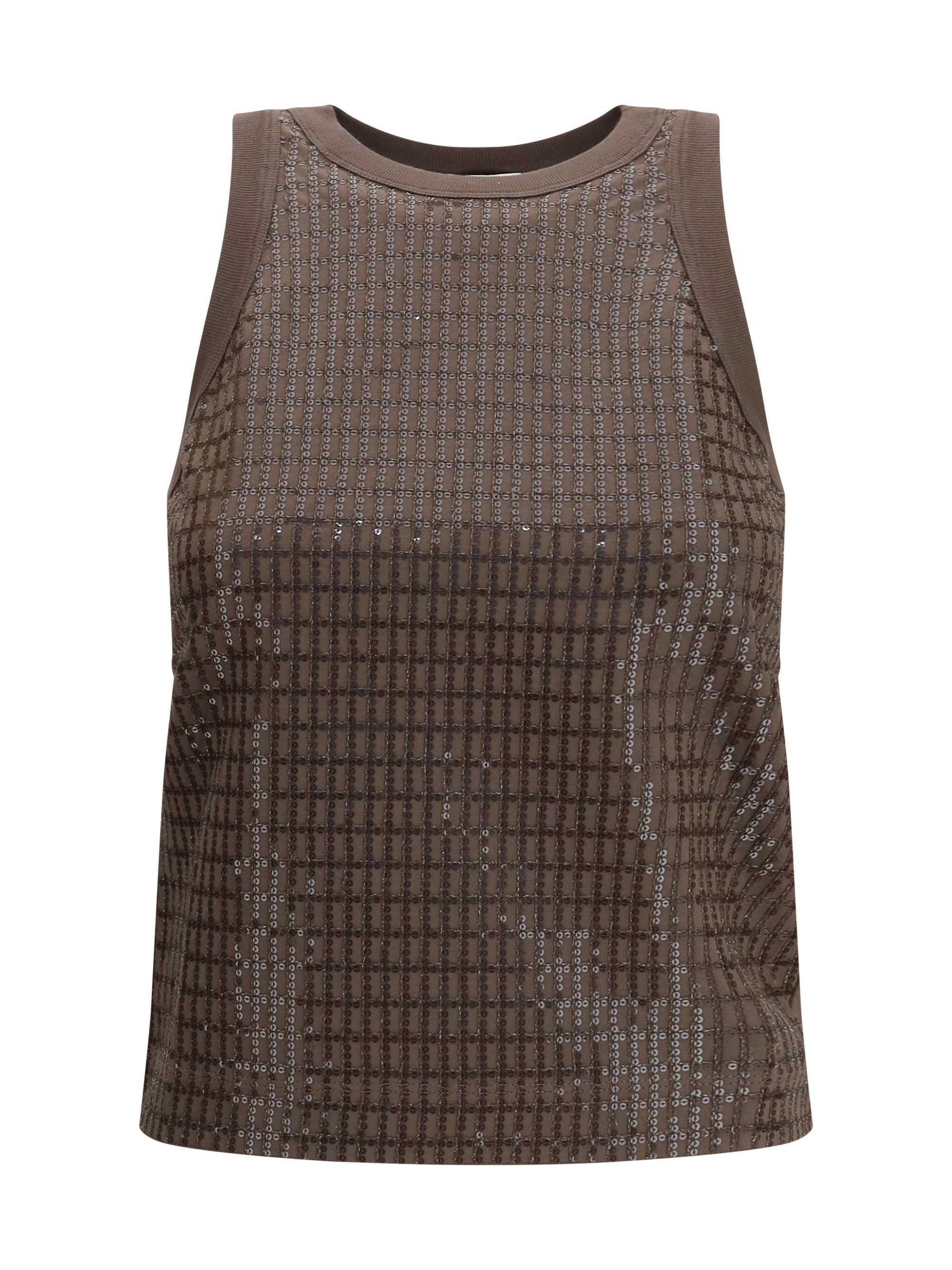 Brunello Cucinelli Top in cotton with luminous embroidery Size M / US 6-8 / IT 42-44 - 1 Thumbnail