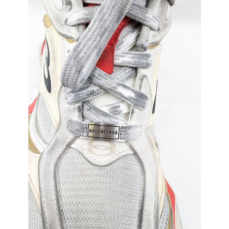 Balenciaga o1rshd1 Cargo Suede Low-Top Sneakers in Beige/Grey/Red Size US 11 / EU 44 - 6 Thumbnail