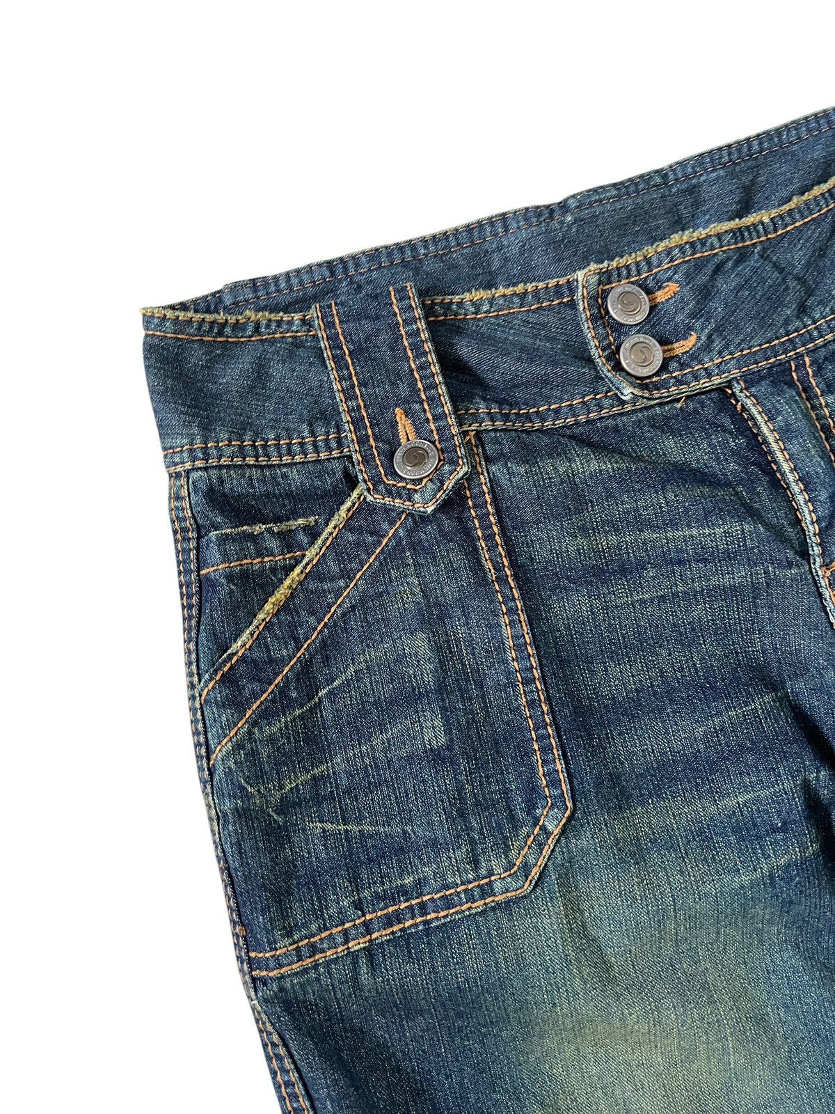 Japanese Brand Blue Moon Blue 🇯🇵 Low rise Flare Cargo Monkey Jeans Size US 32 / EU 48 - 6 Thumbnail