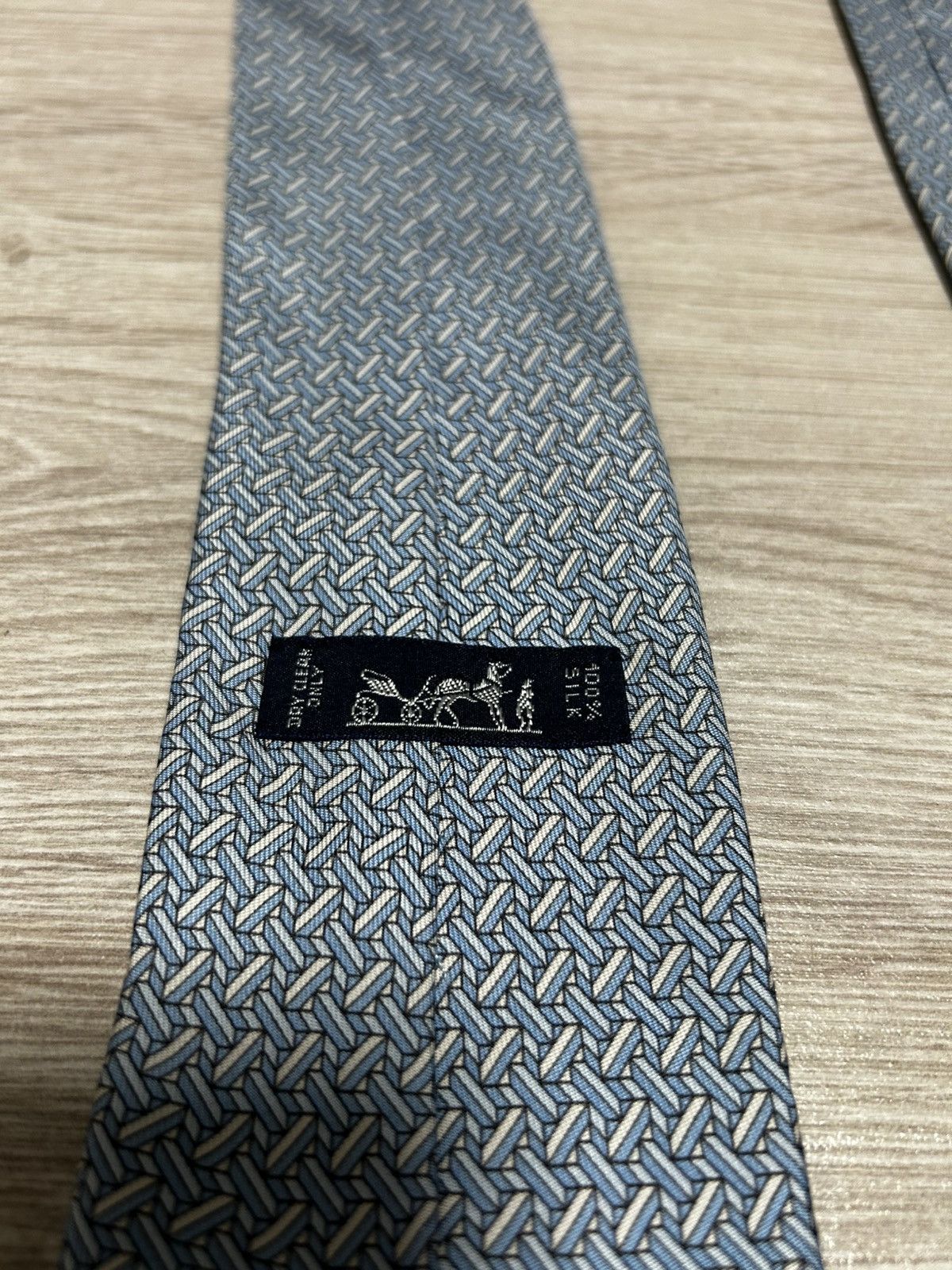 Hermes Authentic HERMES Paris 100% Silk Necktie Navy Blue Size ONE SIZE - 3 Thumbnail