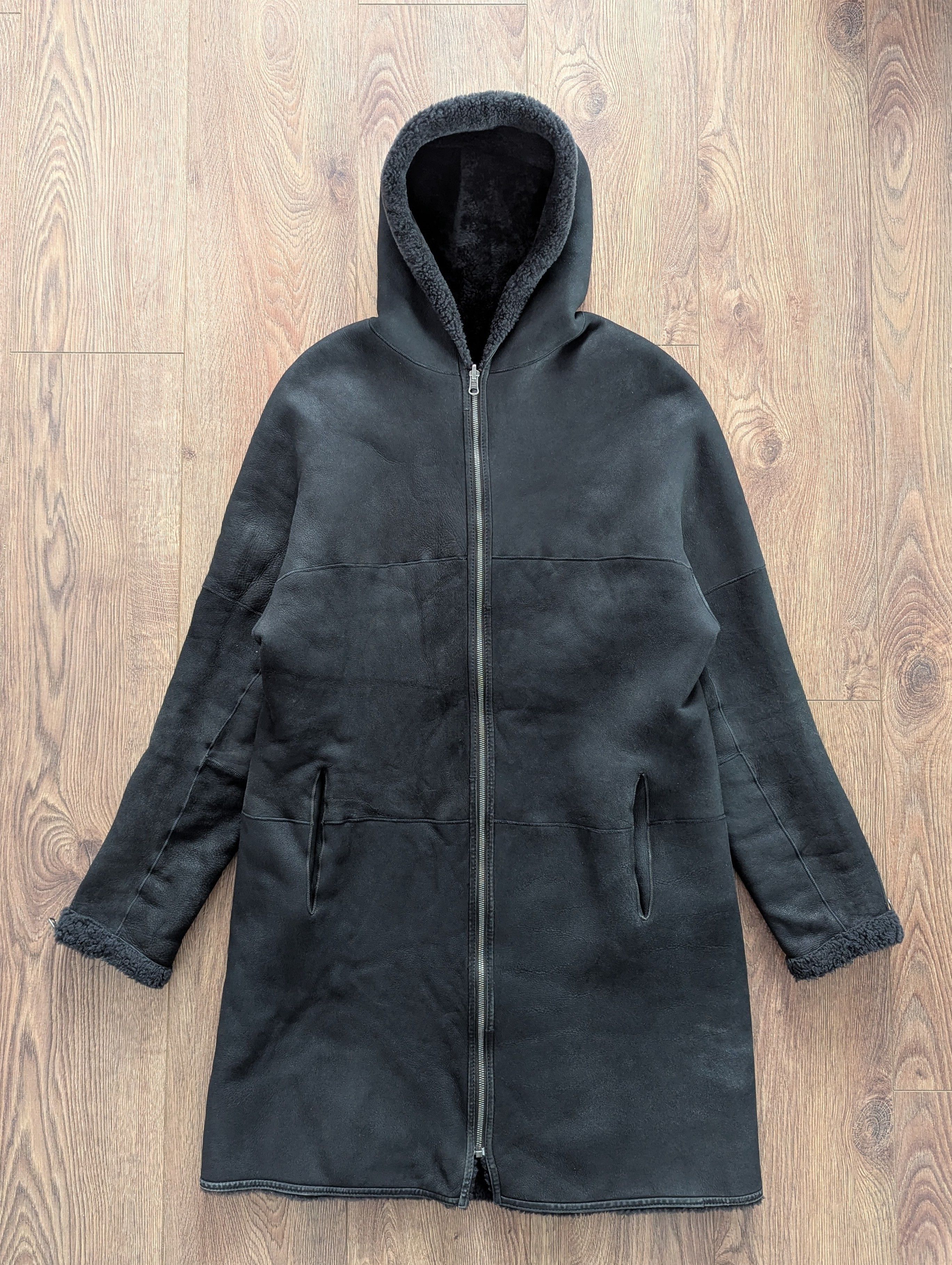 Leather VSP Women's Double Sided 100% Lamb Shearling Hooded Zip Coat Size L / US 10 / IT 46 - 1 Thumbnail