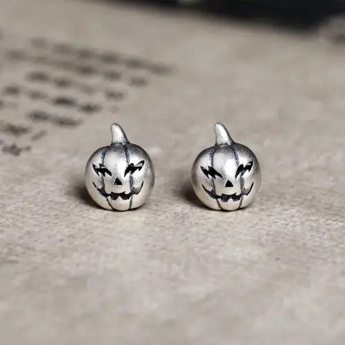 Jewelry Halloween Pumpkin Design Earrings One Pairs Chrome Jewelry Size ONE SIZE - 1 Thumbnail