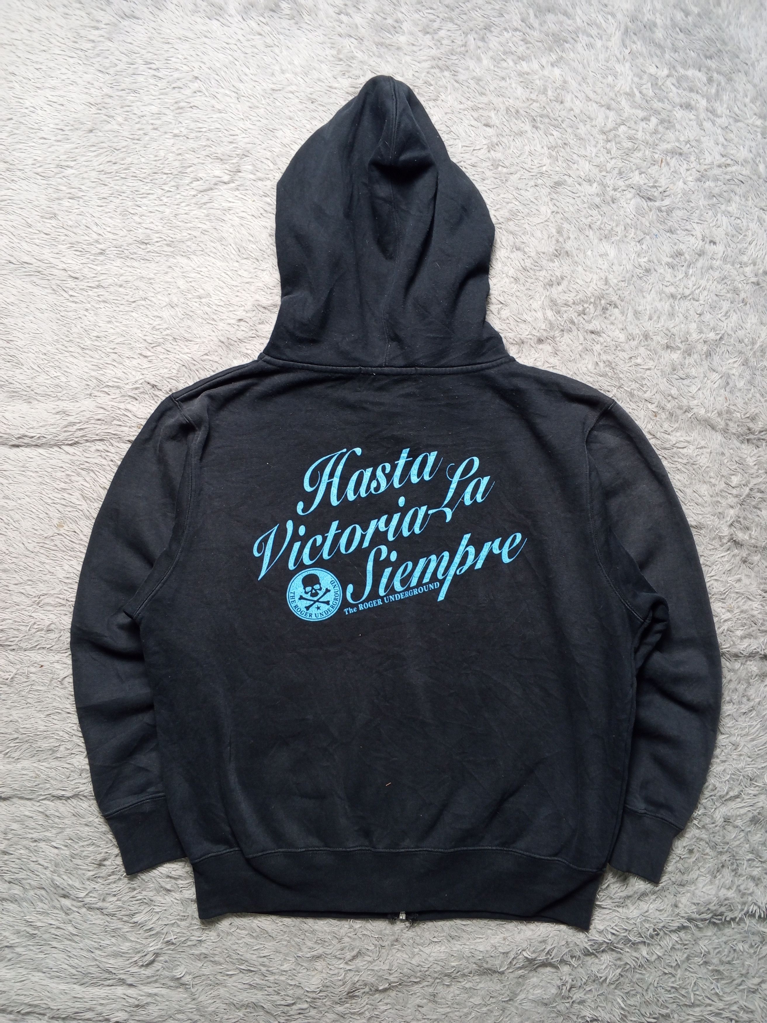 Japanese Brand Vintage Faded Roger Poem Skull Custom Cycle Hoodie Size US L / EU 52-54 / 3 - 3 Thumbnail