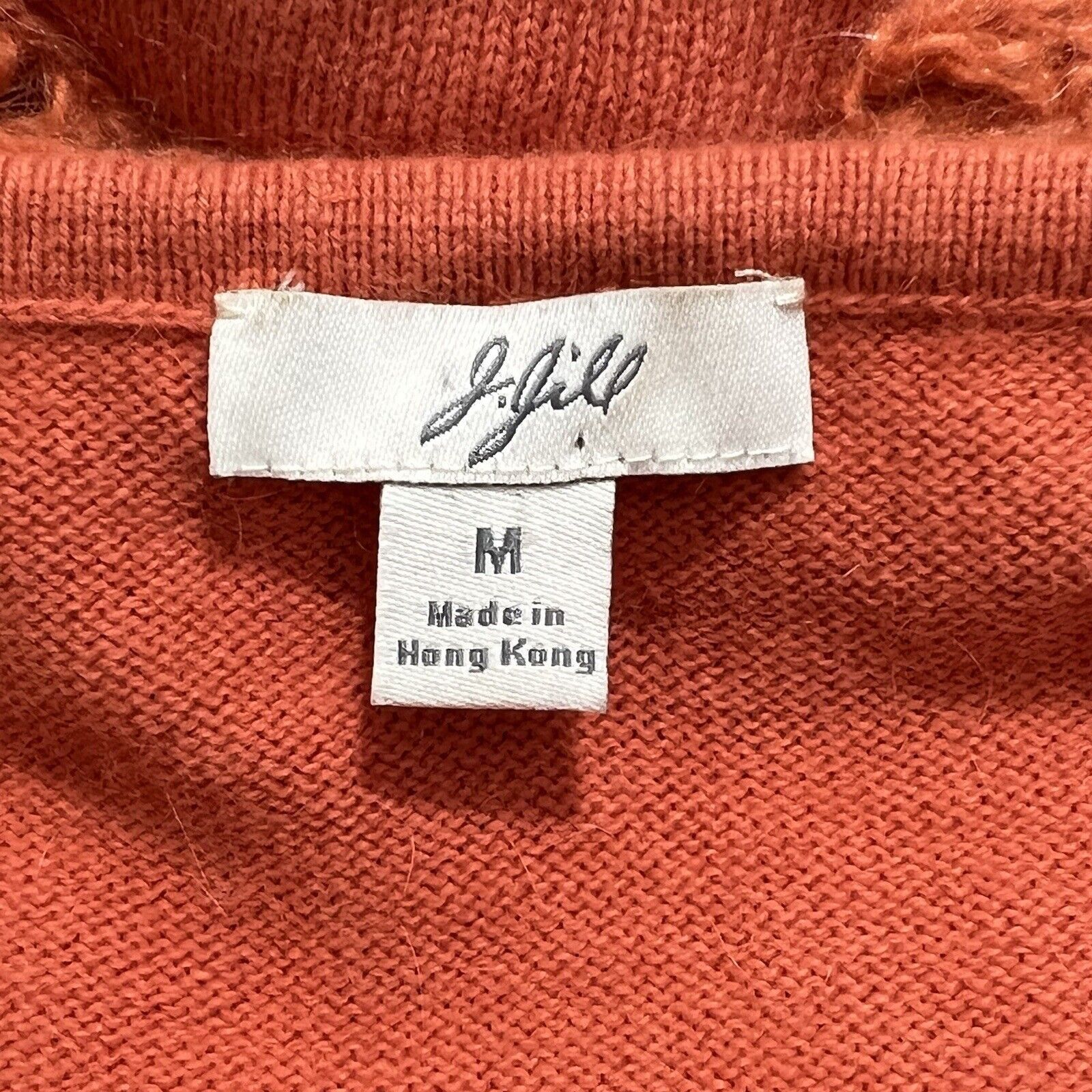 J. Jill J. Jill Angora Rabbit Hair Blend V-Neck Lace Orange Sweater Size M / US 6-8 / IT 42-44 - 3 Thumbnail