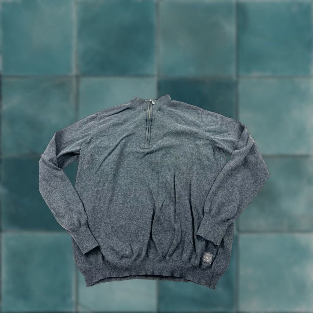 Vintage Linksoul Sweater Mens Medium Gray Cashmere Blend 1/4 Zip Pullover Mock Neck Long Sleeve Casual Winter Fall Mens Size US M / EU 48-50 / 2 - 1 Thumbnail