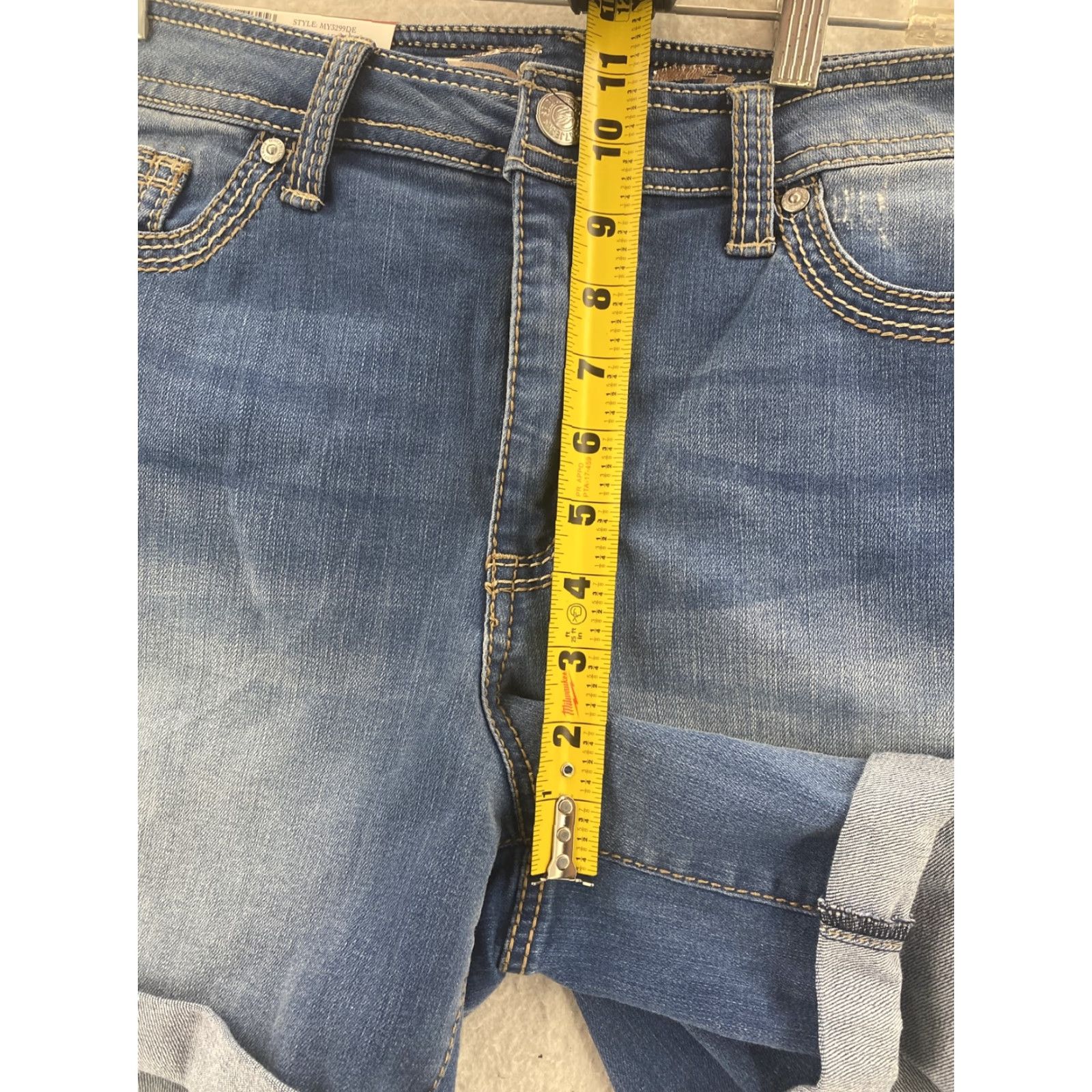 Vintage Seven7 Womens Jeans Shorts 14 Light Blue Cuffed Embellished Pockets 5 Inseam NWT Bohemian Style Size 36" / US 14 / IT 50 - 5 Thumbnail