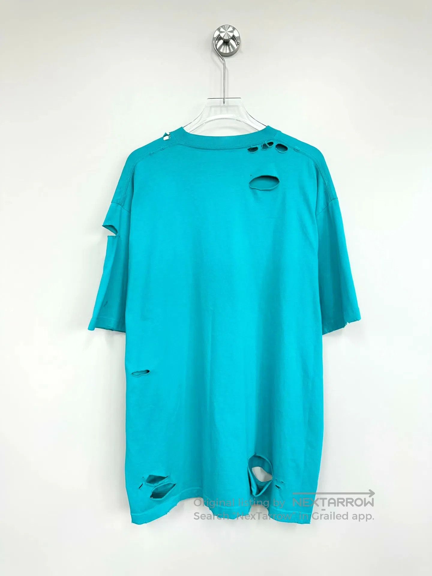 Balenciaga Balenciaga Teal Destruction Letter Logo Short Sleeve| Size US XS / EU 42 / 0 - 2 Thumbnail