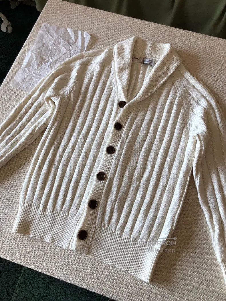 Brunello Cucinelli Brunello Cucinelli Men's White Cardigan. Size US M / EU 48-50 / 2 - 6 Thumbnail