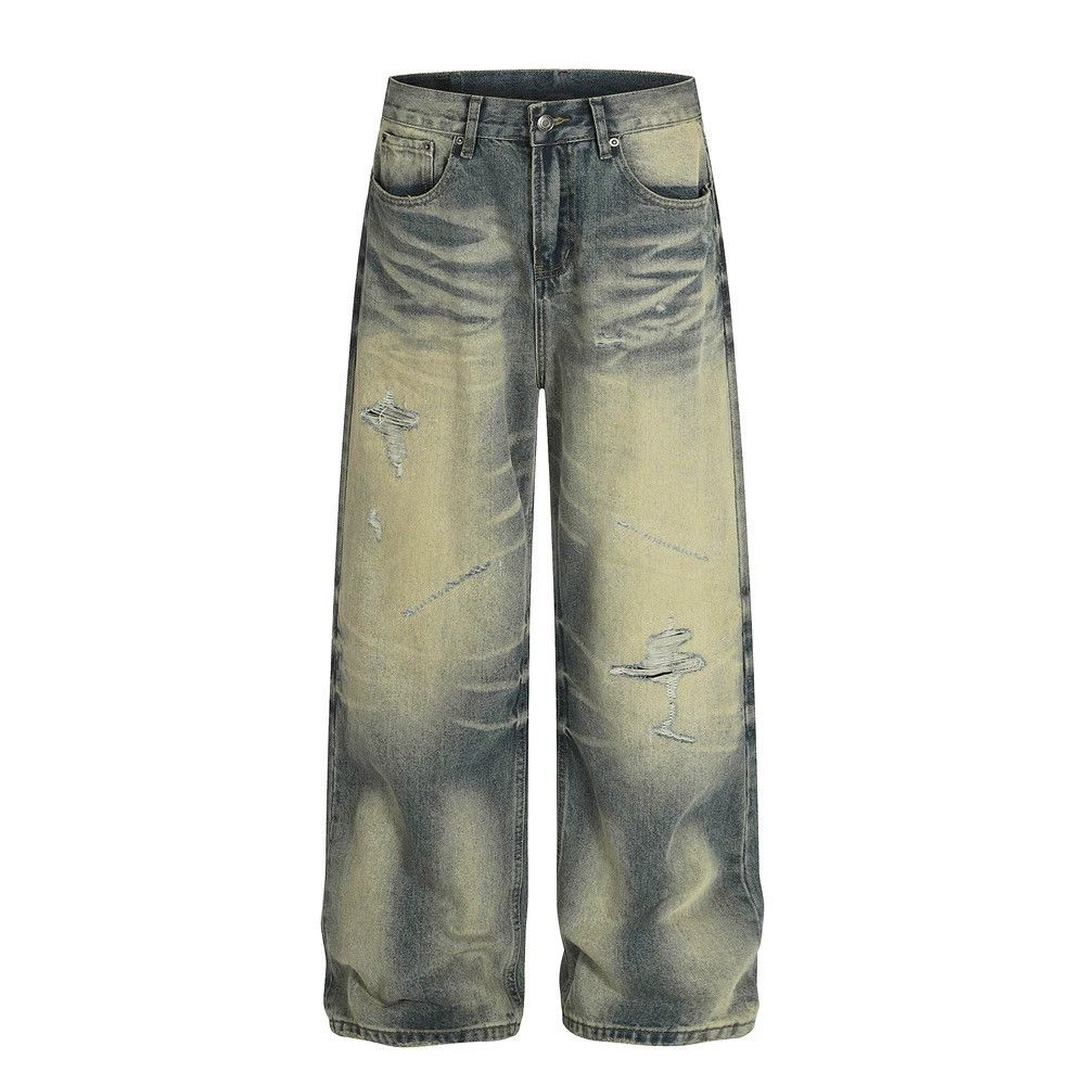 Vintage Men's retro ripped straight washed distressed loose jeans Size US 32 / EU 48 - 1 Thumbnail