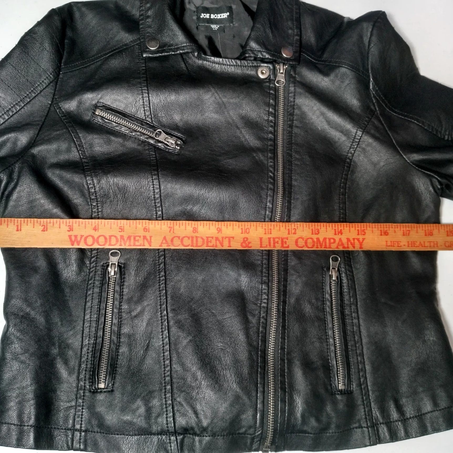 Joe Boxer VINTAGE Joe Boxer Faux Leather Moto Jacket Women L Black Short Zipper Motorcycle Biker Jacket Grunge 90s Mens Women Girls Size 36" / US 14 / IT 50 - 4 Thumbnail