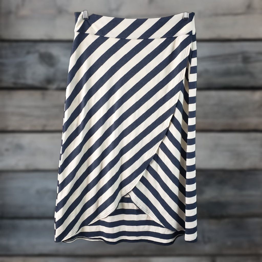 Athleta Athleta Womens Ribbon Stripe Tulip Midi Skirt sz Small Blue Pull On Size 28" / US 6 / IT 42 - 1 Thumbnail