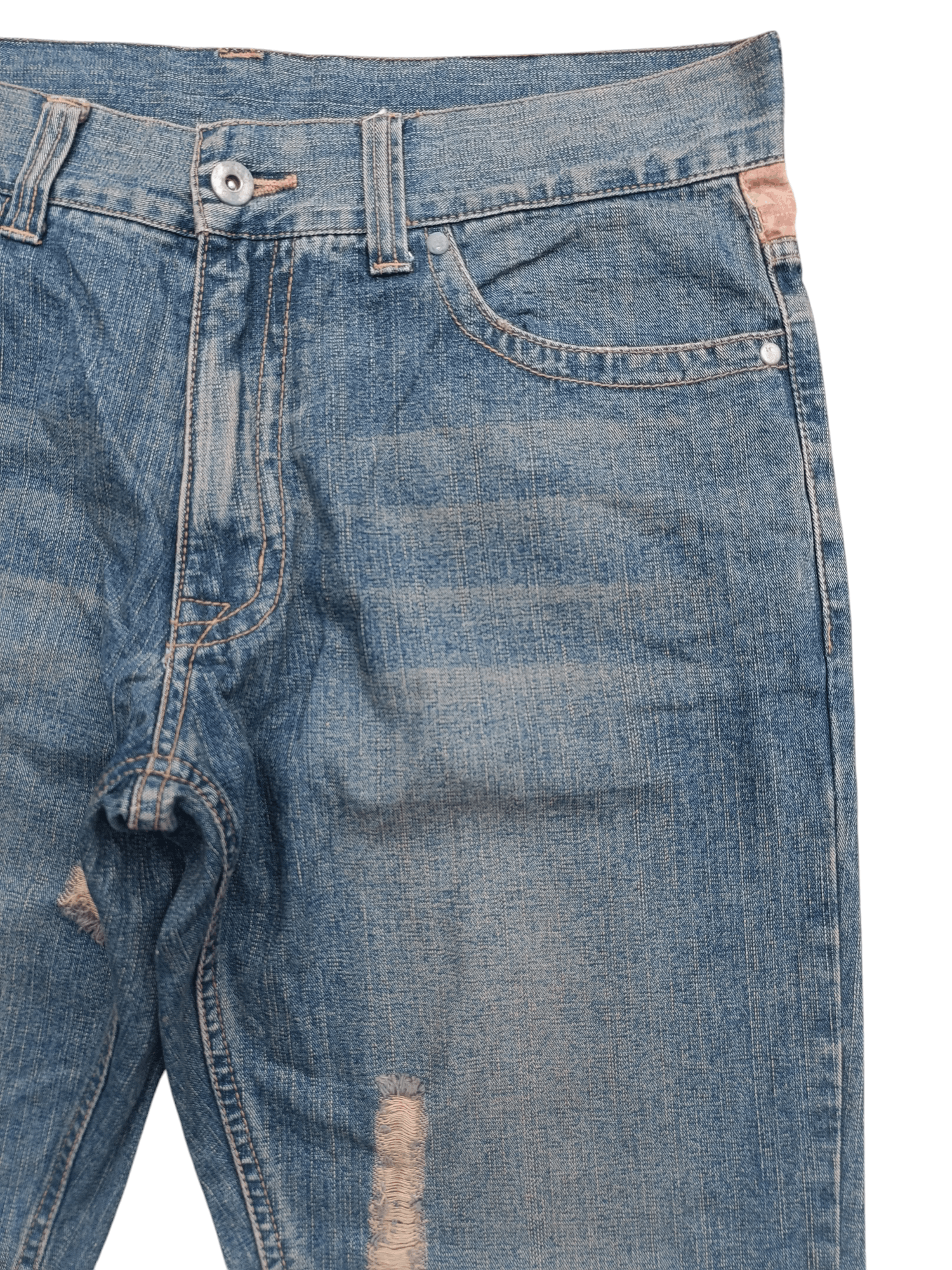 Japanese Brand FLARE JEANS JUNGLE STORM BLUE FADED DISTRESSED DENIM PANTS Size US 30 / EU 46 - 11 Thumbnail