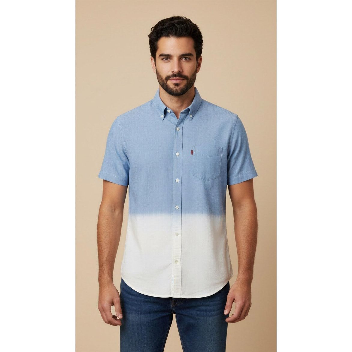 Levi's Levi's Men's Medium Blue Ombre Short Sleeve Button-Up Shirt Size US M / EU 48-50 / 2 - 1 Thumbnail
