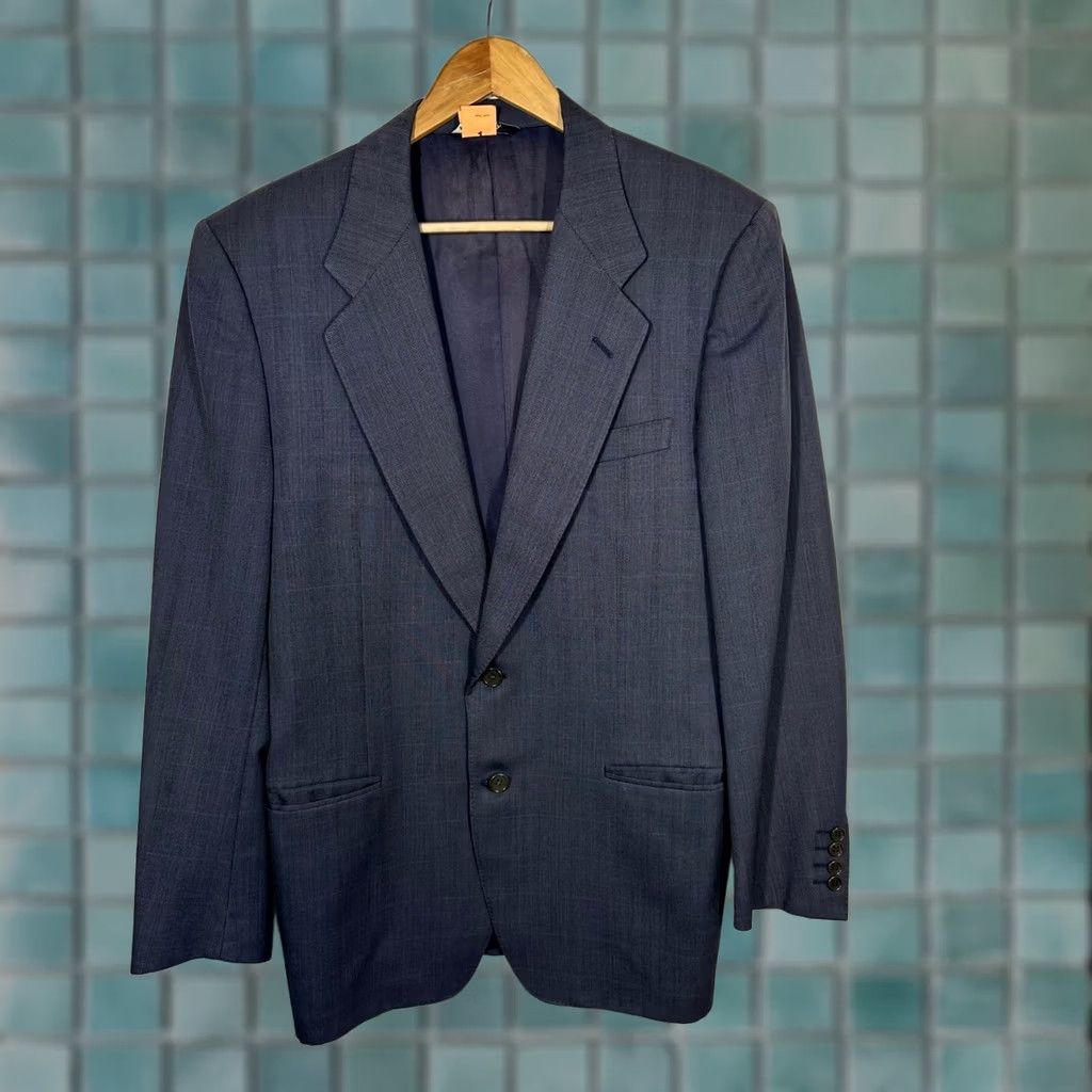 Canali Canali Milano for Raleighs Mens Sport Coat Gray Plaid Two-Button Notch Lapel Wool Blazer Jacket Regular Size 40 Mens Size 40R - 1 Thumbnail