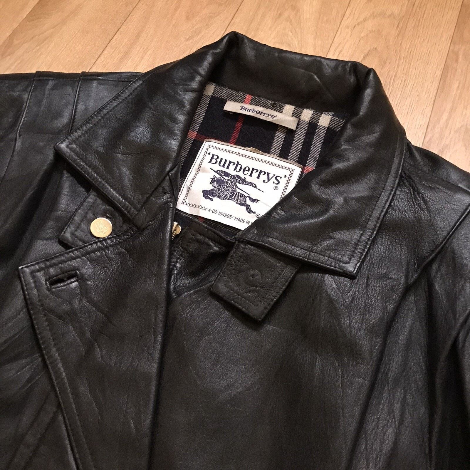 Burberry Vintage Burberry Leather JACKET nova check OvERCOAT women's Size L / US 10 / IT 46 - 4 Thumbnail