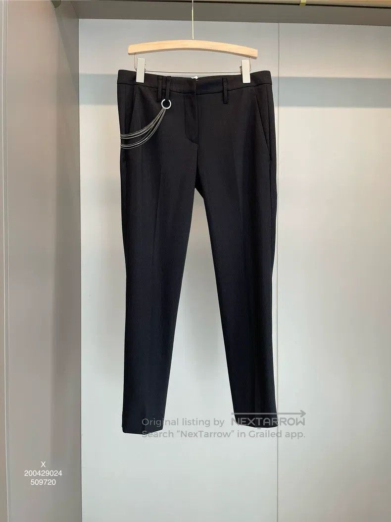 Brunello Cucinelli Brunello Cucinelli Black Beaded Belt Wool Casual Pants Size 27" / US 4 / IT 40 - 1 Thumbnail
