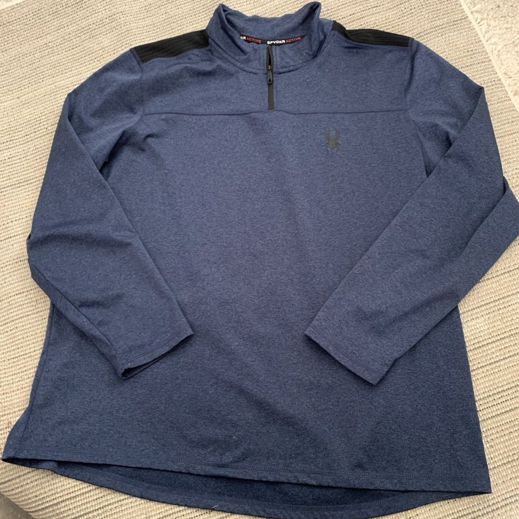 Spyder Spyder Mens Pullover 1/4 Zip XL Blue Black Logo Embroidered Activewear Shirt Long Sleeve Sports Outdoor Casual pullover Size US XL / EU 56 / 4 - 7 Thumbnail