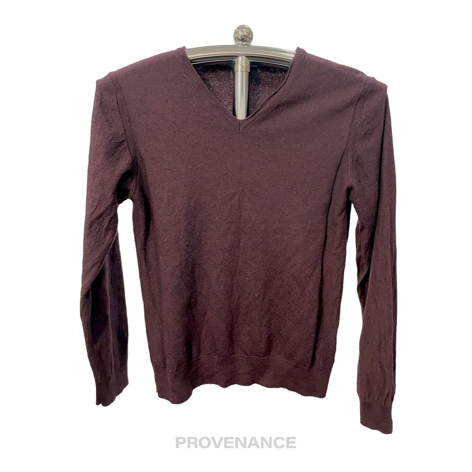 Lanvin 🔴 Lanvin Merino V-Neck Sweater - Maroon Size S / US 4 / IT 40 - 1 Thumbnail