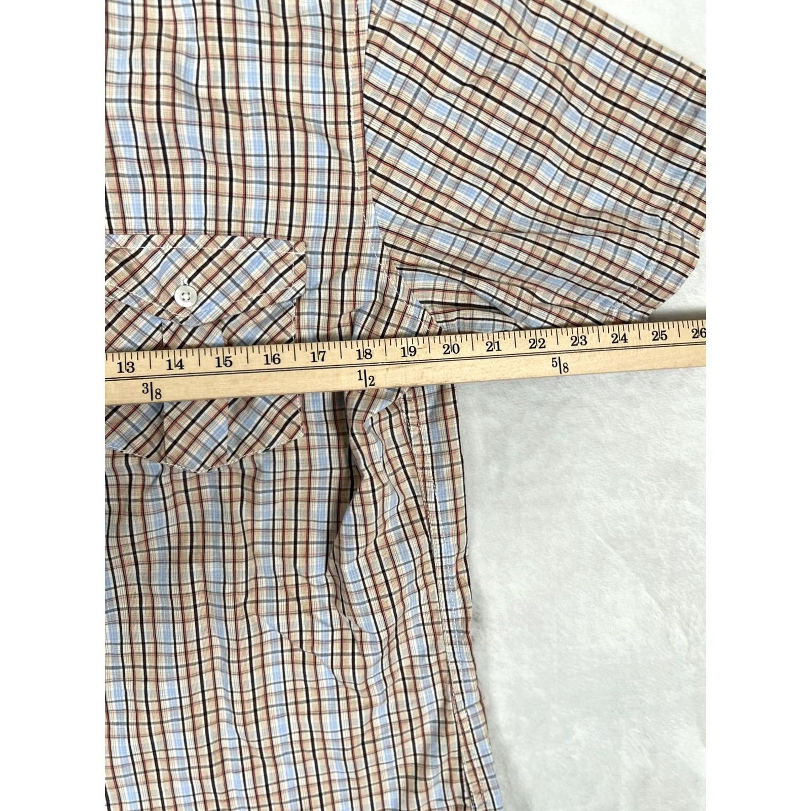 Denime Paper Denim & Cloth Shirt Mens M Beige Plaid Short Sleeve Button Up Casual Size US M / EU 48-50 / 2 - 4 Thumbnail