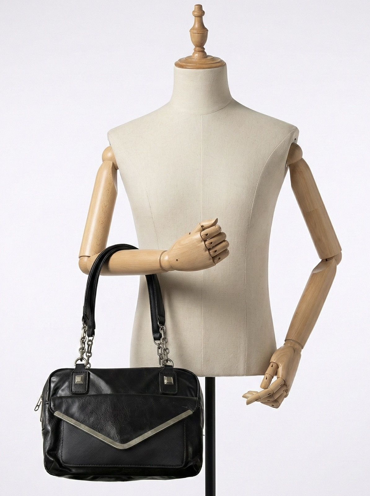 14th Addiction Mademoiselle Stud Y2k Chain Bag Real Leather Enamel Black Size ONE SIZE - 2 Thumbnail