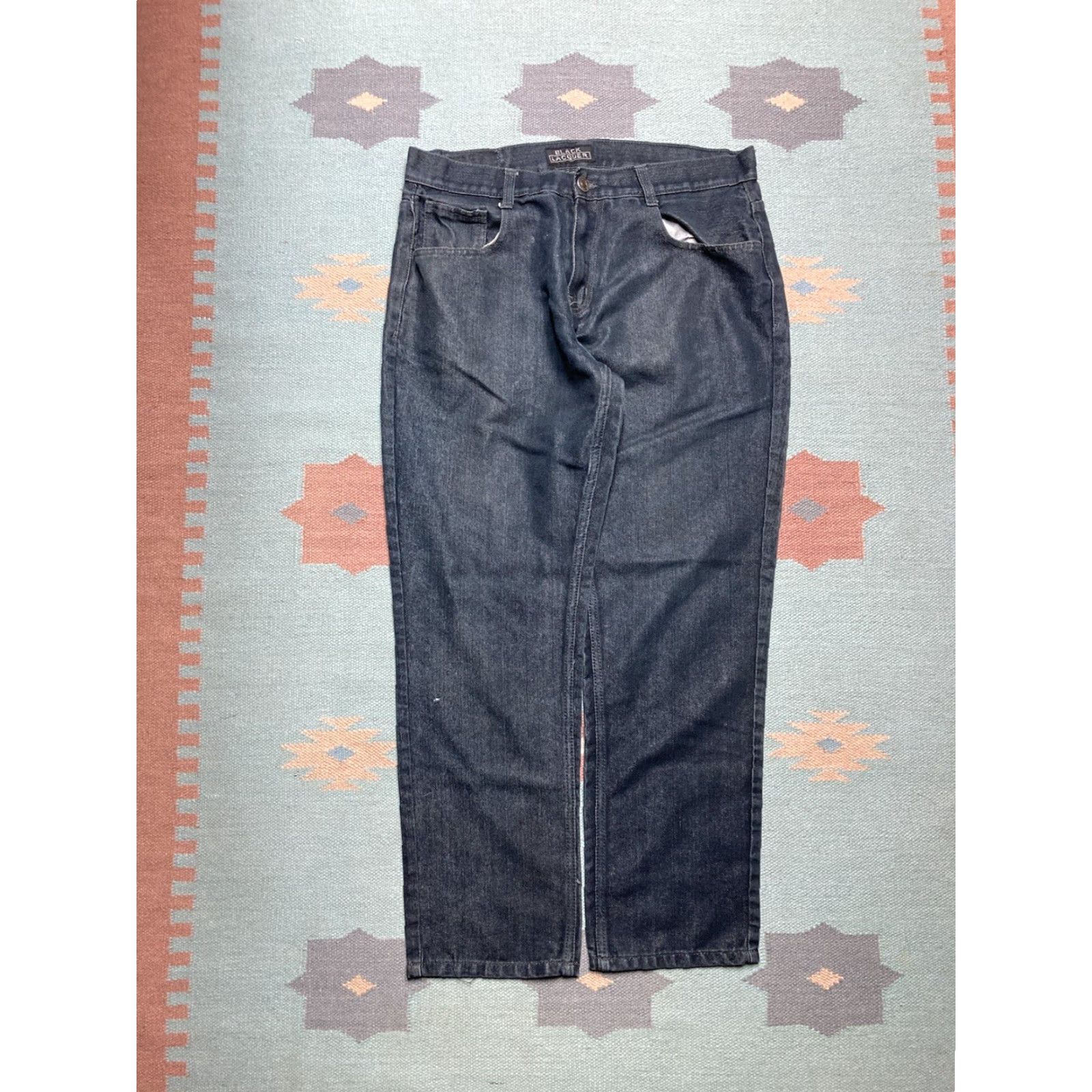 Vintage VINTAGE y2k baggy jeans embroidered grunge black cyber mall goth skater 36x31 Mens Jeans 36 Regular Black Embroidered Grunge Baggy 90s Size US 36 / EU 52 - 3 Thumbnail