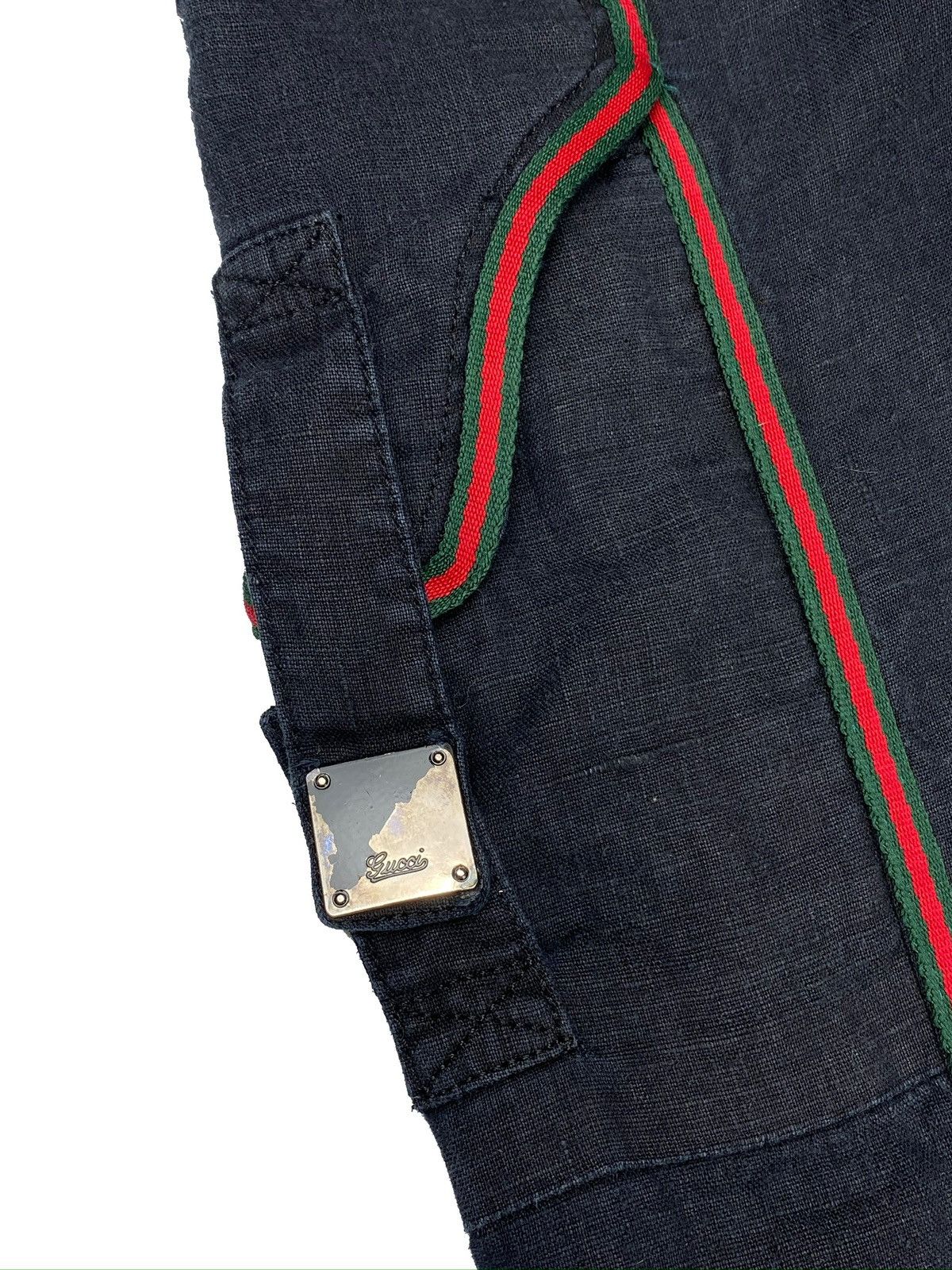 Gucci × Vintage GUCCI SS2007 Y2K MENS CARGO PANTS WIDE LEG BLACK COTTON 28 Size US 28 / EU 44 - 8 Thumbnail