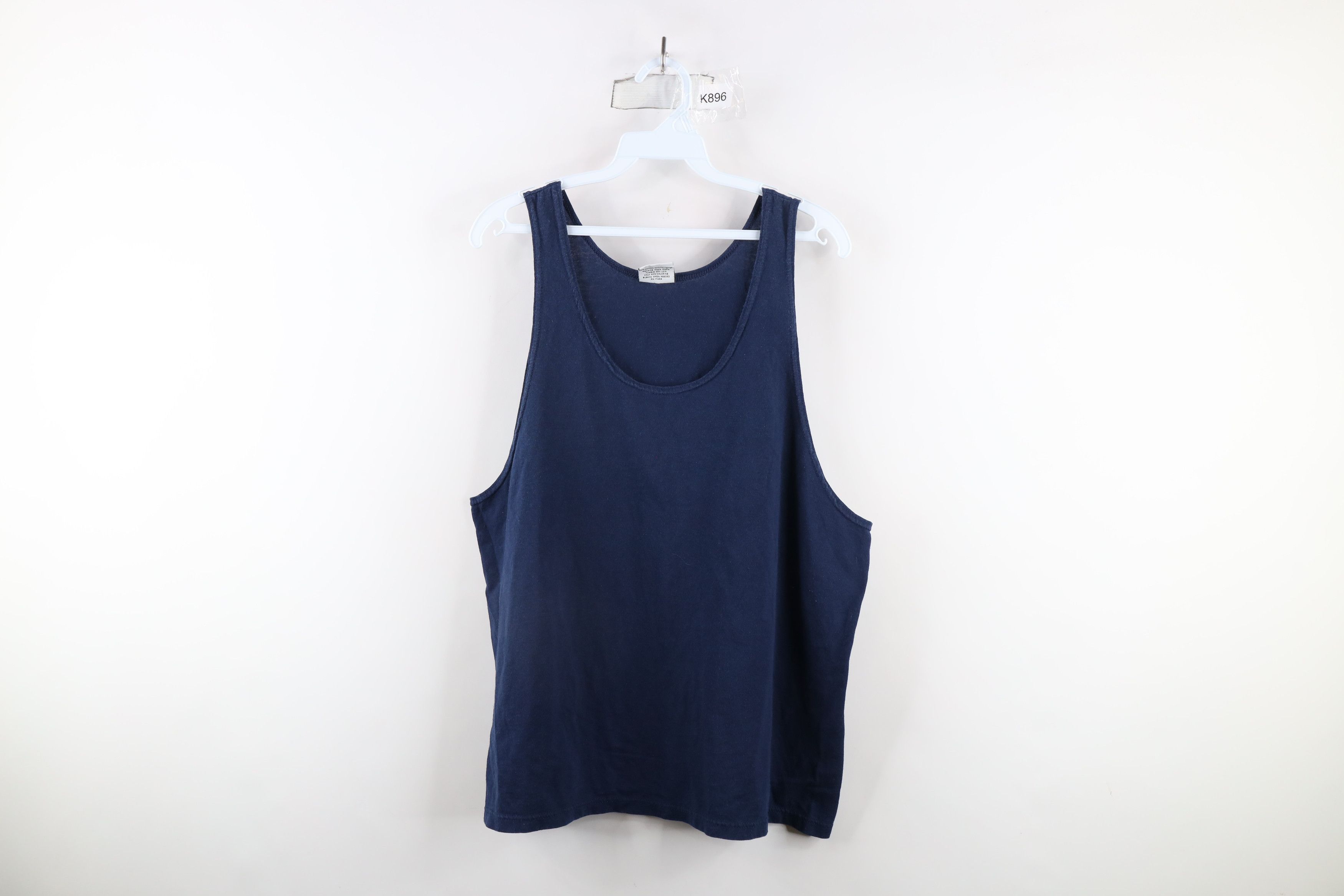 Vintage Vintage 90s Streetwear Blank Tank Top T-Shirt Navy Blue USA Size US L / EU 52-54 / 3 - 1 Thumbnail
