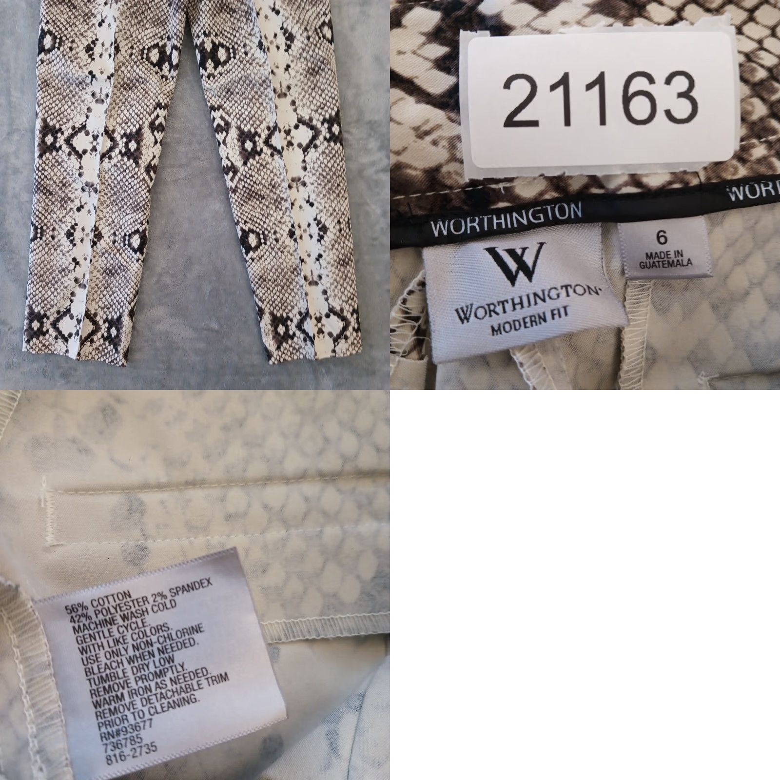Worthington Worthington Ankle Pants Womens Gray Animal Print Size 6 Lightweight Side Zip Cotton Blend Straight 26.5 In Inseam Women's Shoes? Size 28" / US 6 / IT 42 - 8 Thumbnail