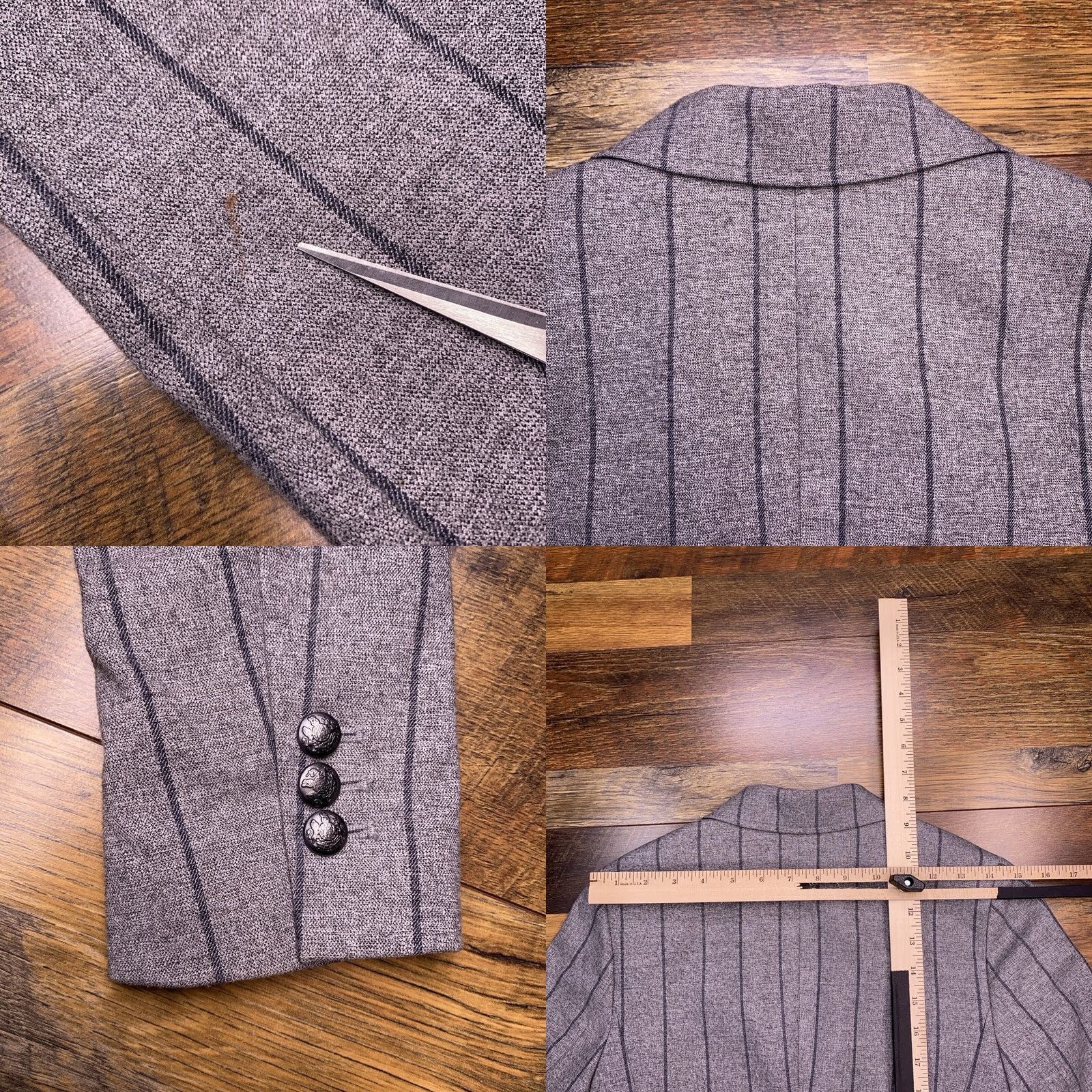 Banana Republic Banana Republic Blazer Womens 0 Gray Striped Stretch Jacket Short Notch 2-Button Sleeve Long Regular Size XS / US 0-2 / IT 36-38 - 8 Thumbnail