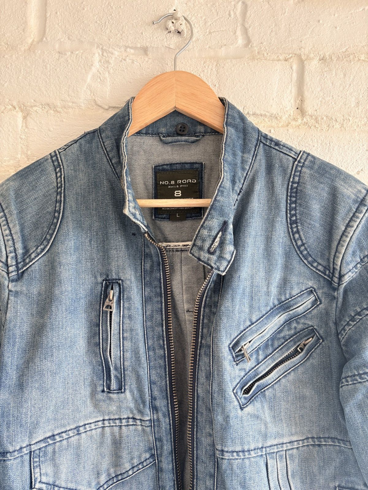 Vintage Vintage Washed Denim Biker Jacket Size L Size US M / EU 48-50 / 2 - 15 Thumbnail