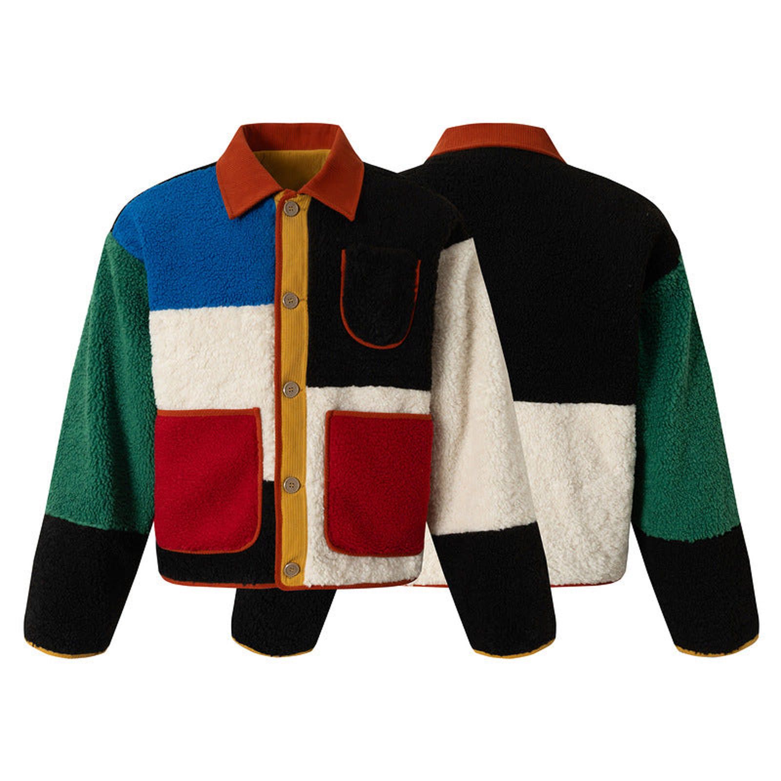 Japanese Brand Multicolor Colorblock Fleece Jacket, Button-Up Outerwear Size US M / EU 48-50 / 2 - 3 Thumbnail