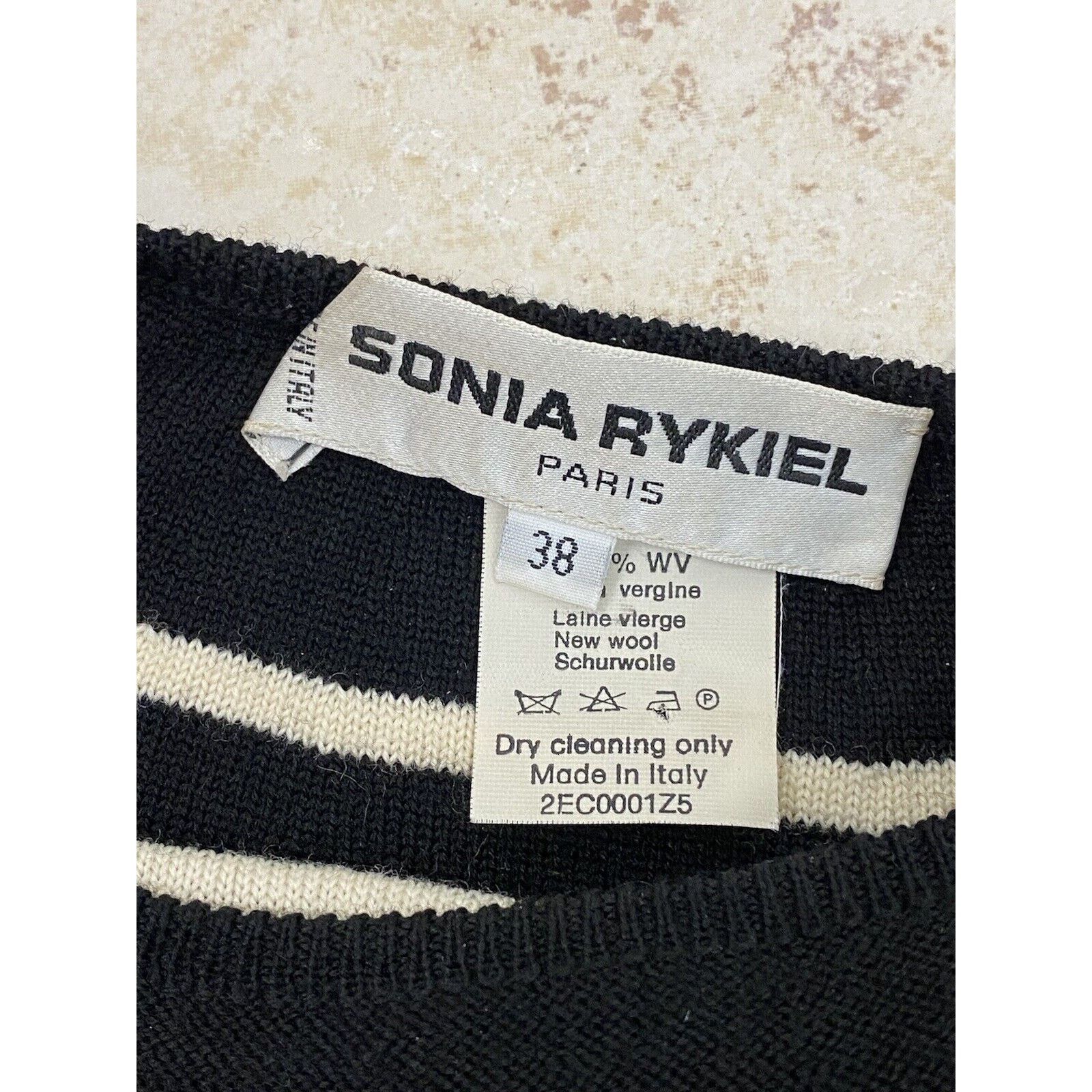 Sonia Rykiel Sonia Rykiel Black White Striped Wool Short Sleeve Sweater Size ONE SIZE - 5 Thumbnail