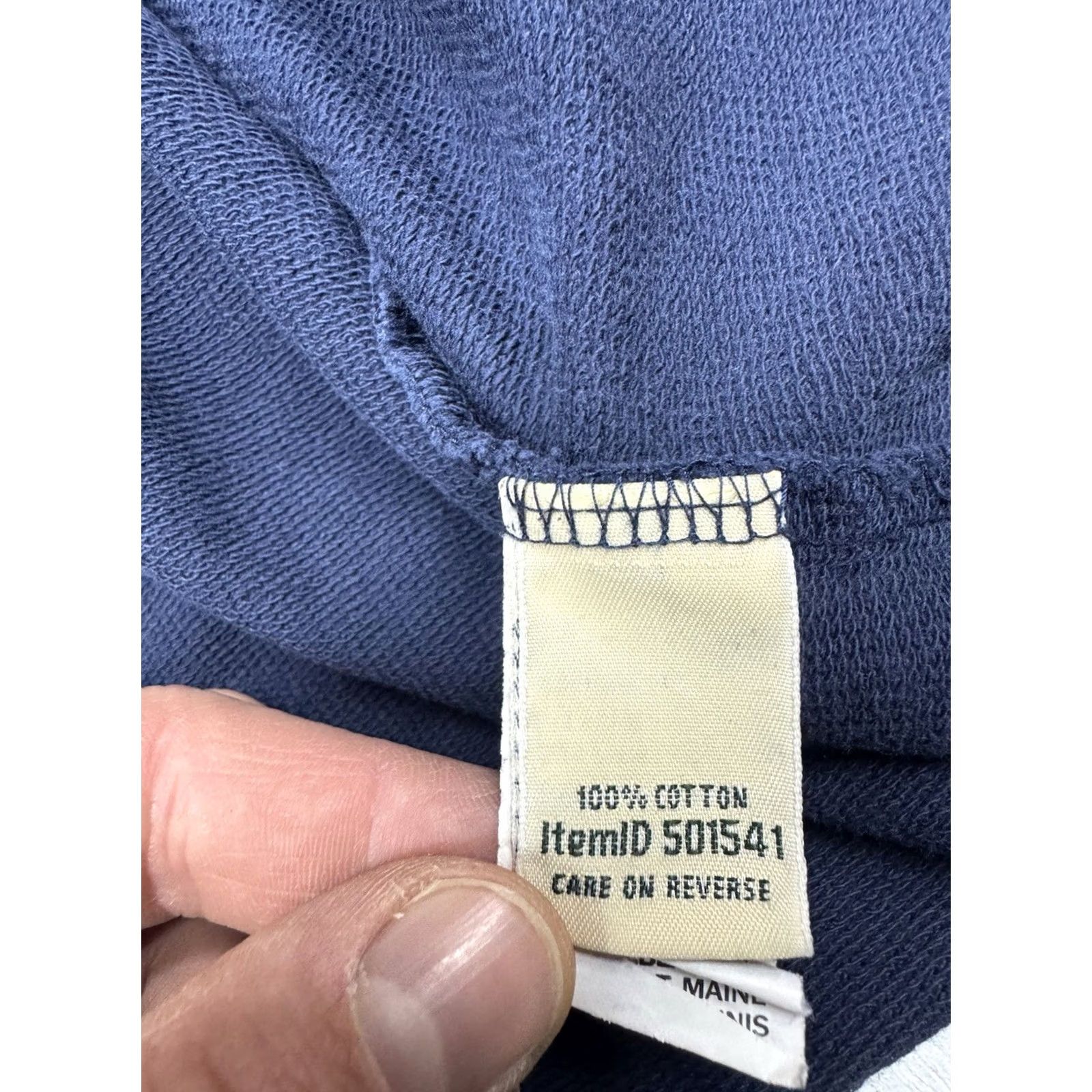 Vintage L.L. Bean Pullover Sweatshirt Shirt XL Navy Blue 1/4 Button Mock Neck Logo Preppy Mens Regular Knit Cotton Size US XL / EU 56 / 4 - 7 Thumbnail