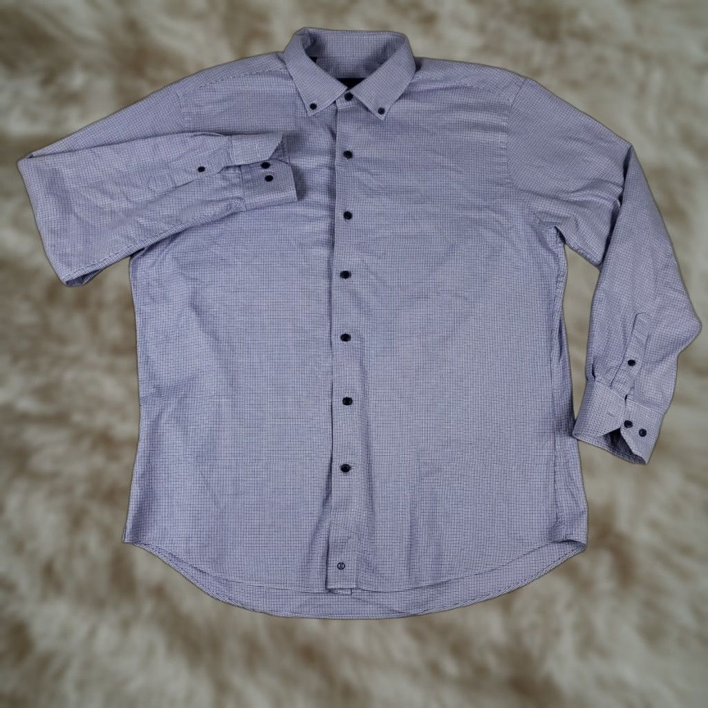 David Donahue David Donahue Shirt Mens Large Blue Purple Button-Up Long Sleeve Casual Business Formal Workwear 100% Cotton Button-Up Size US L / EU 52-54 / 3 - 1 Thumbnail