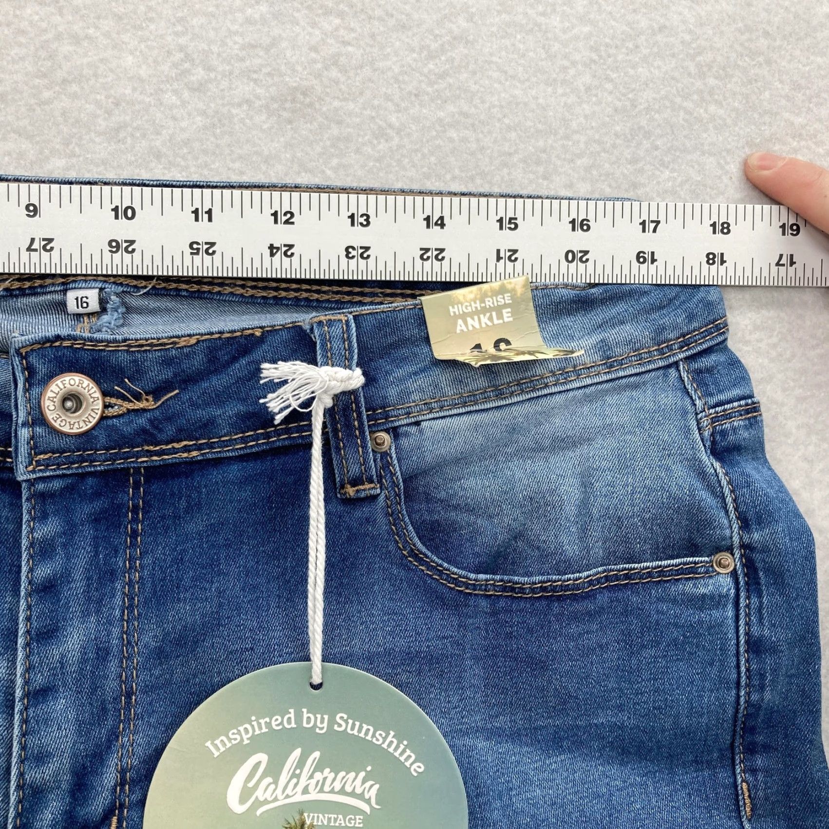Vintage YMI California Vintage Jeans Womens 16 Blue High Rise Ankle Skinny Stretch Denim - XS? Size 38" / US 16 / IT 52 - 7 Thumbnail