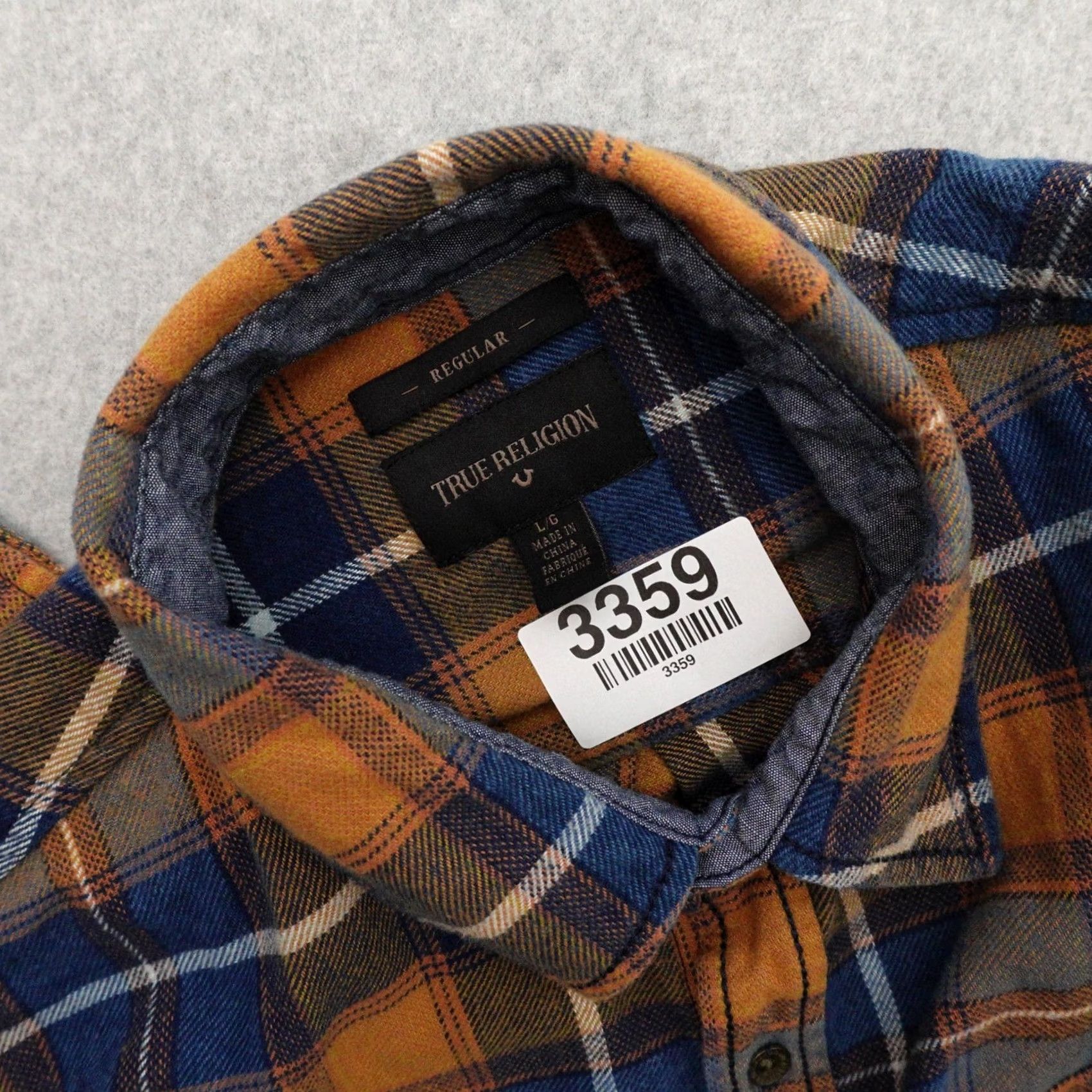 True Religion True Religion Mens Large (29X21) Plaid Button Up Long Sleeve Shirt Blue & Brown Size US L / EU 52-54 / 3 - 4 Thumbnail