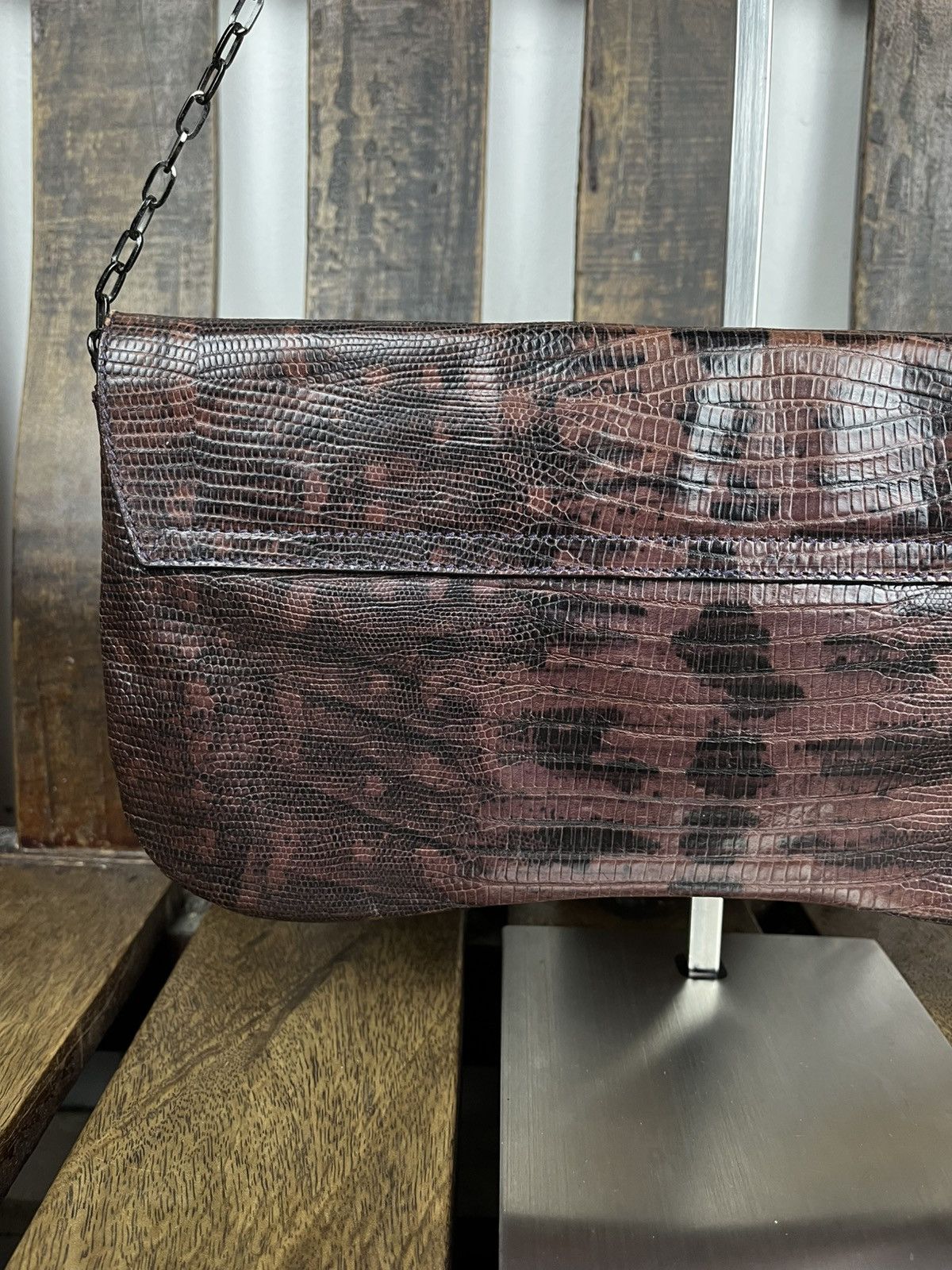 Miu Miu Miu Miu S/S1999 Lizard-Skin Embossed Chain Shoulder Bag Size ONE SIZE - 18 Thumbnail