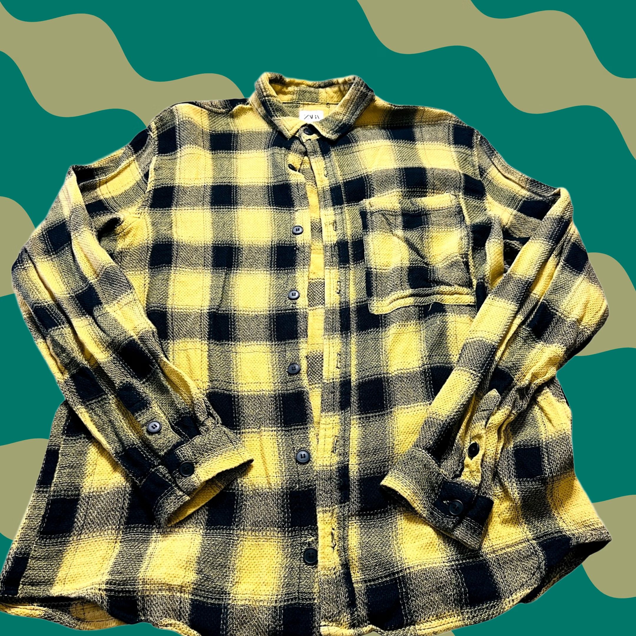 Zara VINTAGE Zara Knitted Yellow Black Flannel Buttondown Outdoor Layer Shirt M Mens Size US M / EU 48-50 / 2 - 1 Thumbnail