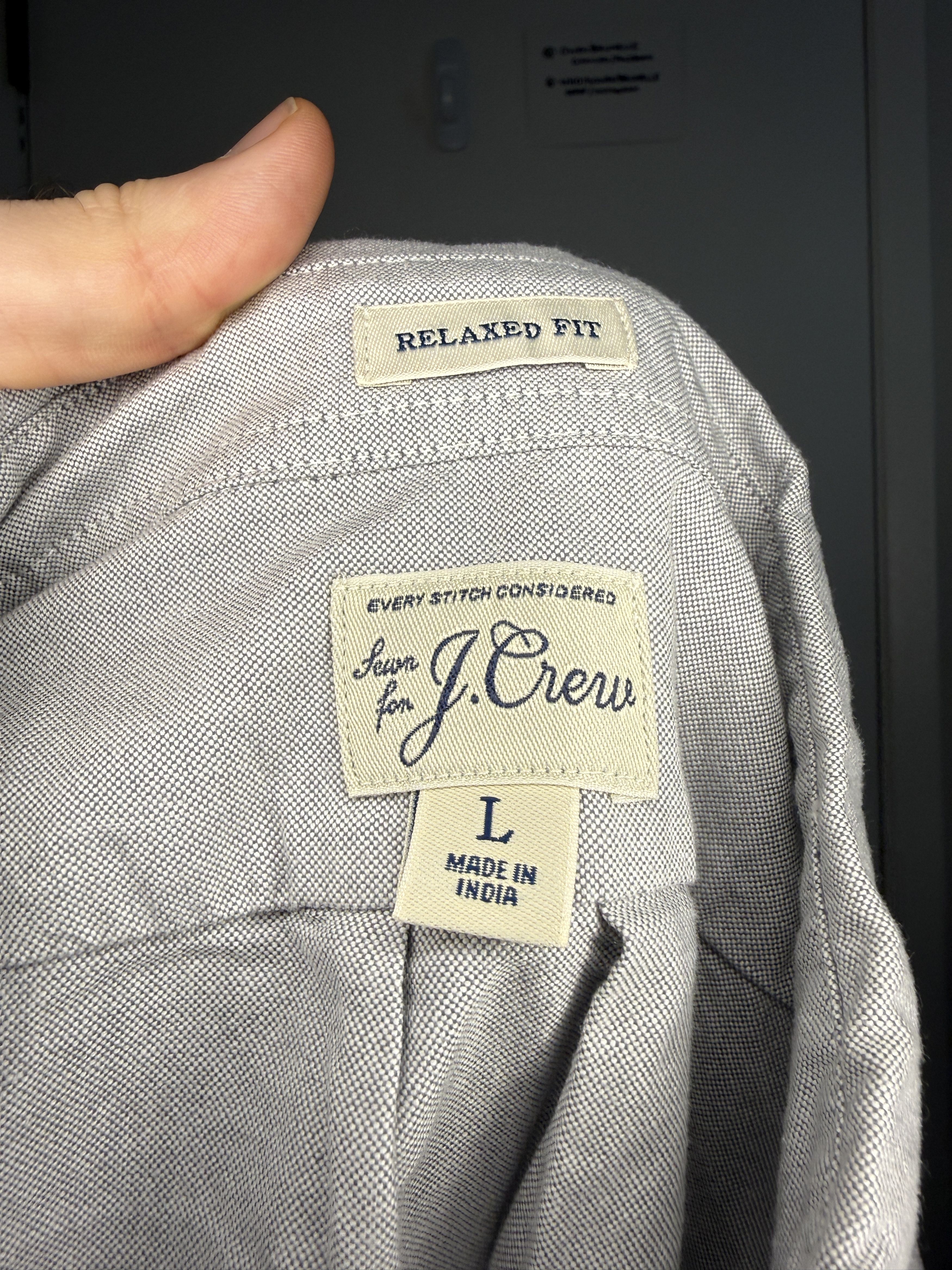 J.Crew J.Crew Vintage Oxford Button-Down Gray Large Relaxed Fit Size US L / EU 52-54 / 3 - 3 Thumbnail