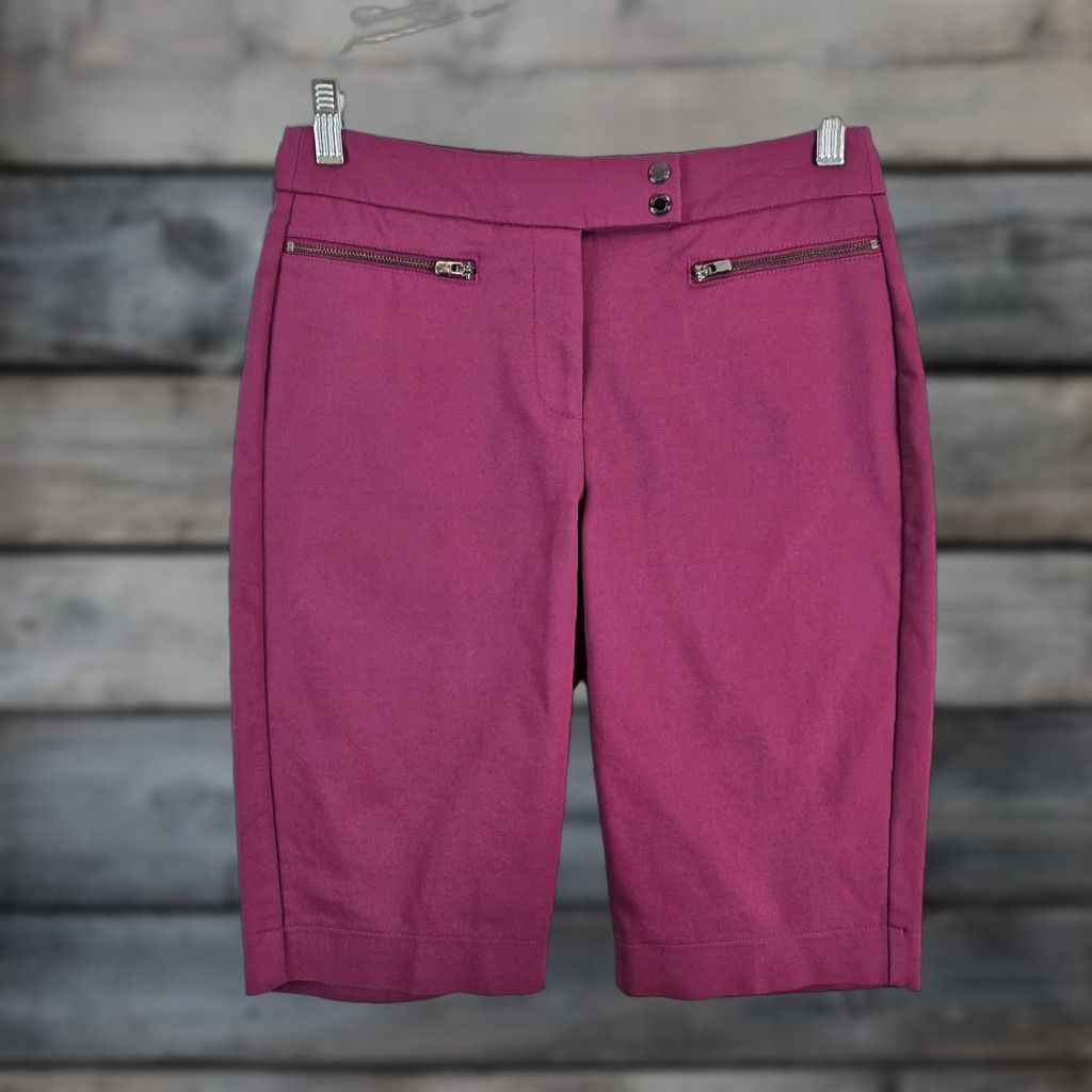 White House Black Market White House Black Market Bermuda Short Womens 12" Sz 2 Mid Rise Pink Solid Cotton Blend Zip Flat Front Size 26" / US 2 / IT 38 - 1 Thumbnail