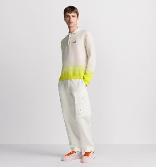 Dior × Kaws o1w1db11025 513M656 Long-Sleeved Polo Shirt in White/Yellow Size US XL / EU 56 / 4 - 4 Thumbnail