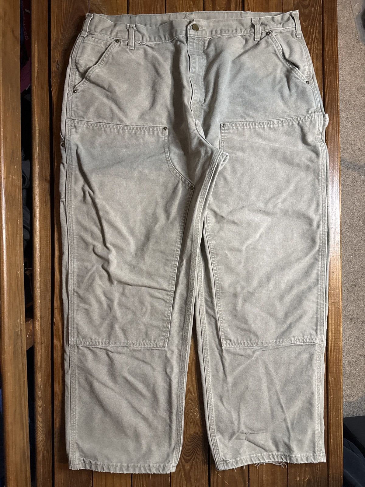 Carhartt Vintage 90s Carhartt USA Grey Faded Double Knee Pants Size US 38 / EU 54 - 1 Thumbnail