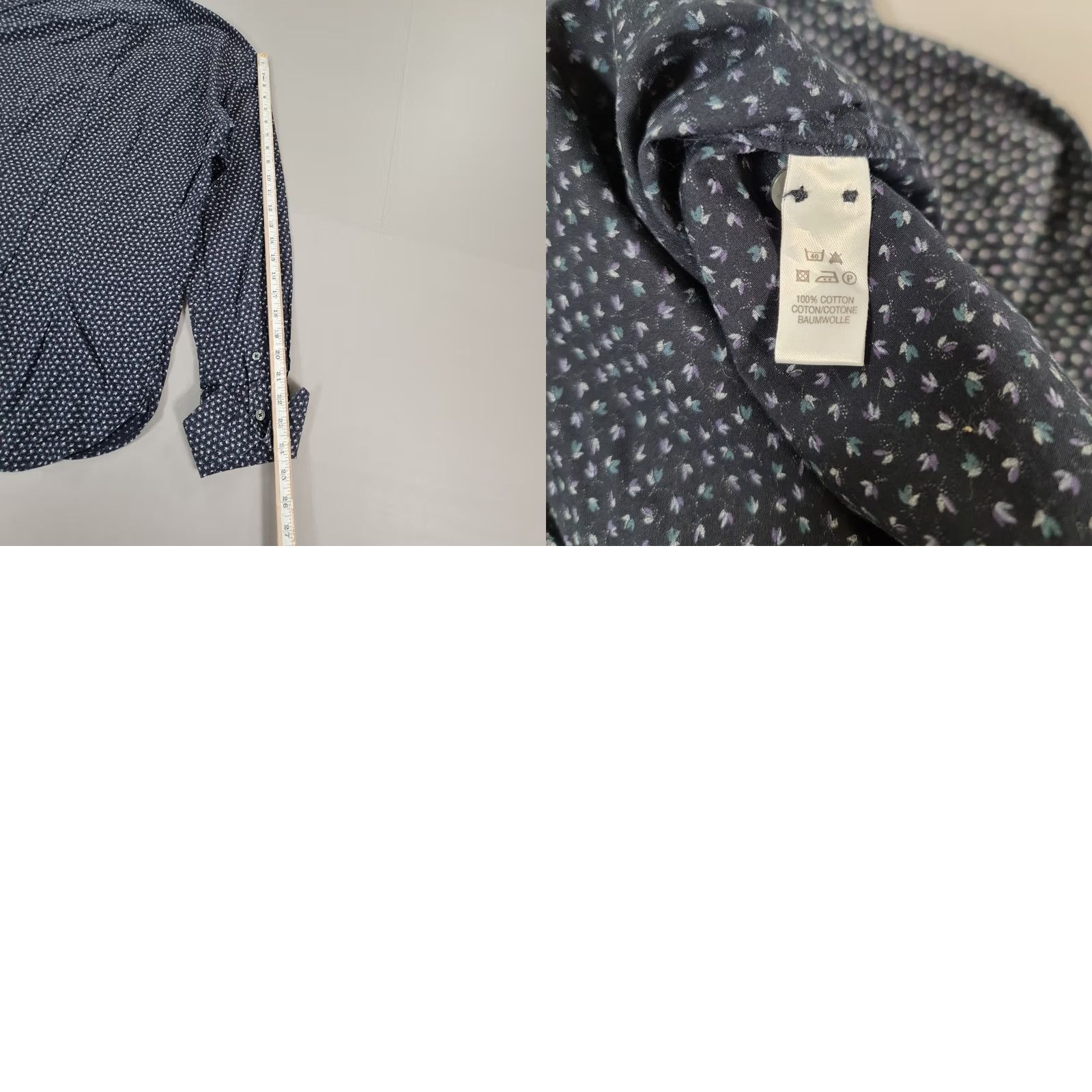 Paul Smith Paul Smith Mens Shirt Navy Blue Floral Cotton Button-Up Long Sleeve Slim M Casual Summer Holiday City London Women's? Size US M / EU 48-50 / 2 - 8 Thumbnail