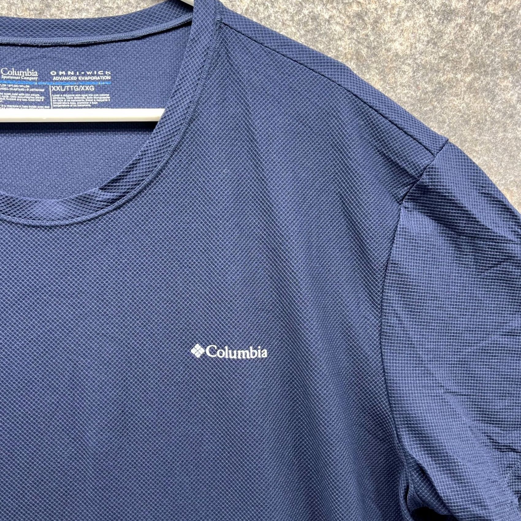 Vintage Columbia Shirt Men XXL Adult Blue Navy Omni Wick Advanced Evaporation Nylon Short Sleeve T-Shirt 2XL Reg Blue Men Size US XXL / EU 58 / 5 - 4 Thumbnail