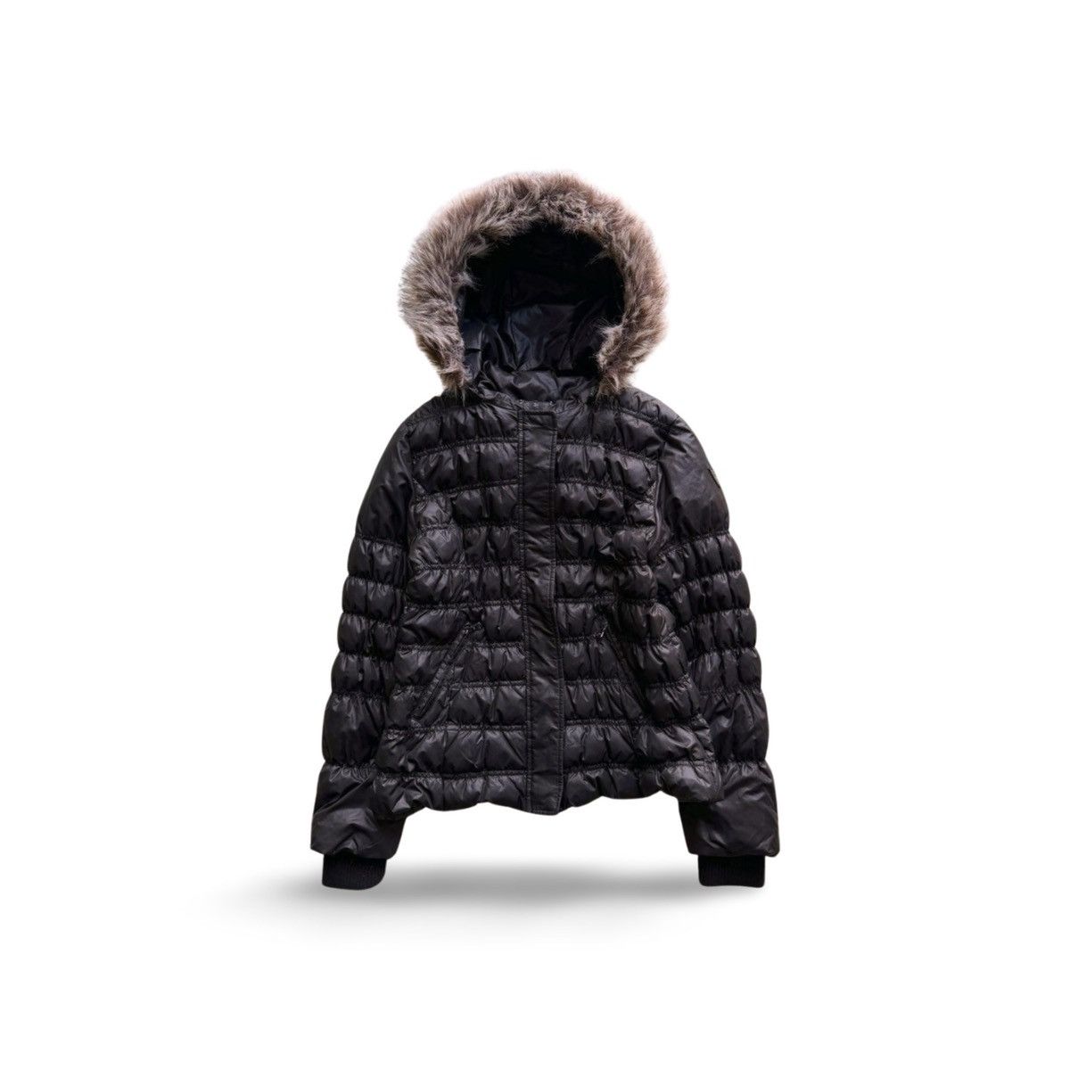 Vintage Vintage Guess Y2K Faux Fur Hood Down Feather Puffer Jacket Size L / US 10 / IT 46 - 2 Thumbnail