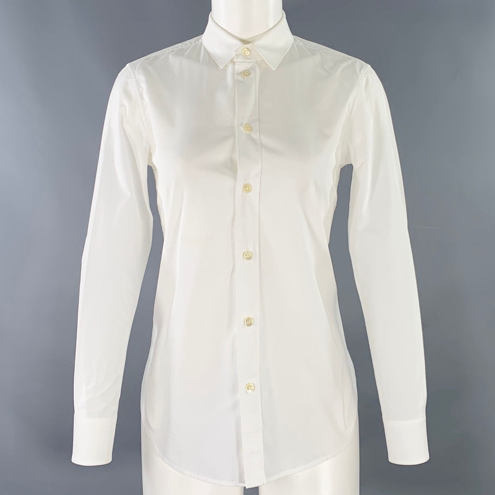Saint Laurent Paris SAINT LAURENT Size 4 White Cotton Button Up Shirt Size S / US 4 / IT 40 - 1 Thumbnail