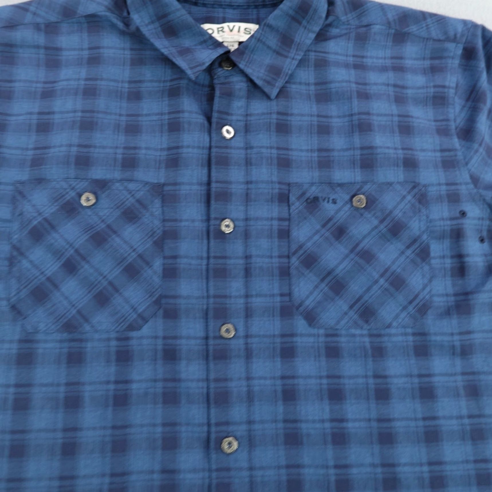 Orvis VINTAGE Orvis Shirt Mens Large Blue Plaid Tech Button Up Lightweight Fishing Camp Work Size US L / EU 52-54 / 3 - 3 Thumbnail