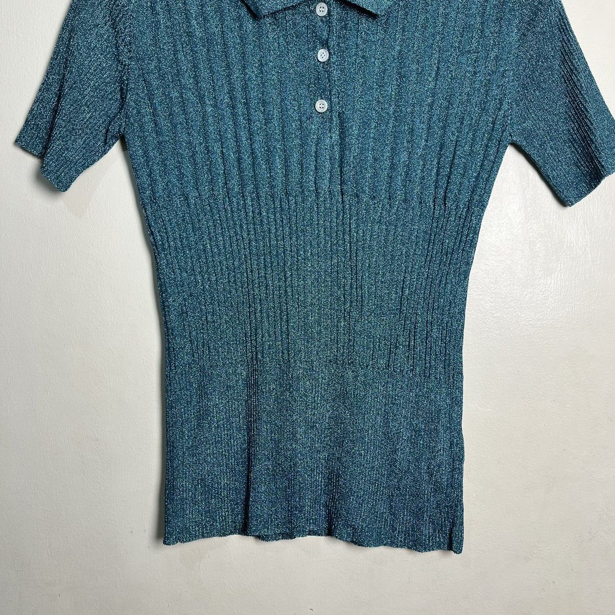 Maison Kitsune Maison Kitsune Short Sleeve Lame Knit Tops Size M / US 6-8 / IT 42-44 - 3 Thumbnail